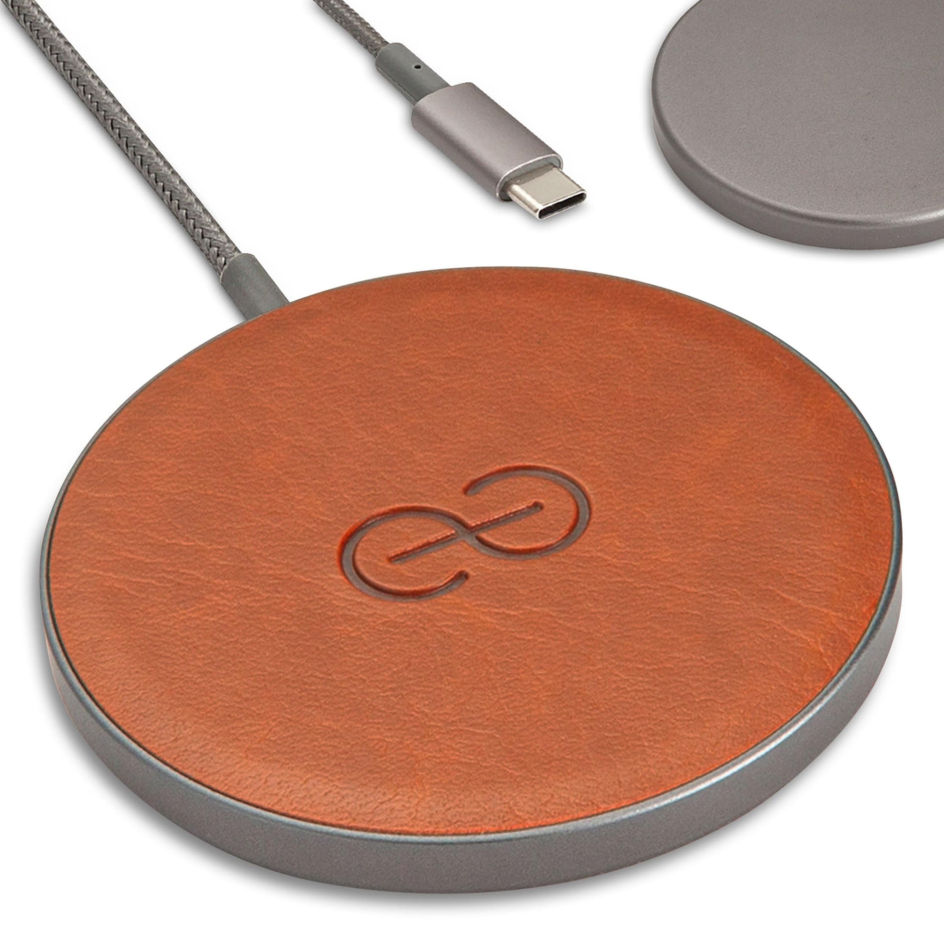 dreem Empower Magnetic Wireless Charger Pad (Segundos de fábrica) - Compatible con MagSafe para iPhone 16/15/14/13/12 y Dispositivos con certificación Qi - Piel Vegana de Primera Calidad [Caramelo]