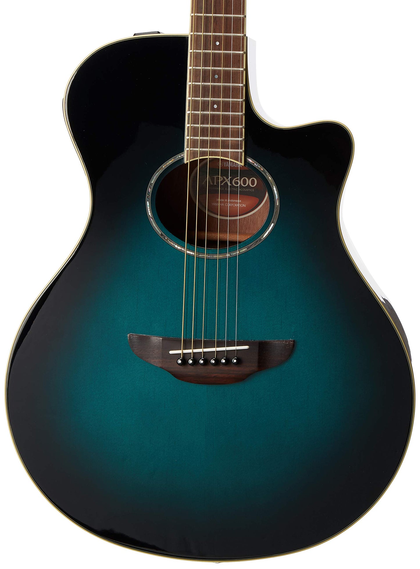Yamaha APX600OBB Cuerpo Delgado Guitarra Acoustic-Electric, Thin Body, color Azul Ráfaga
