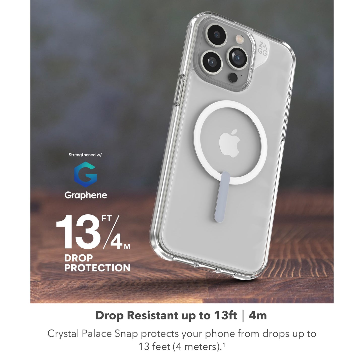 ZAGG Crystal Palace Snap - Funda Transparente para iPhone 15 Pro MAX, protección contra caídas (4 m), grafeno Duradero, antiamarillamiento y Resistente a los arañazos MagSafe