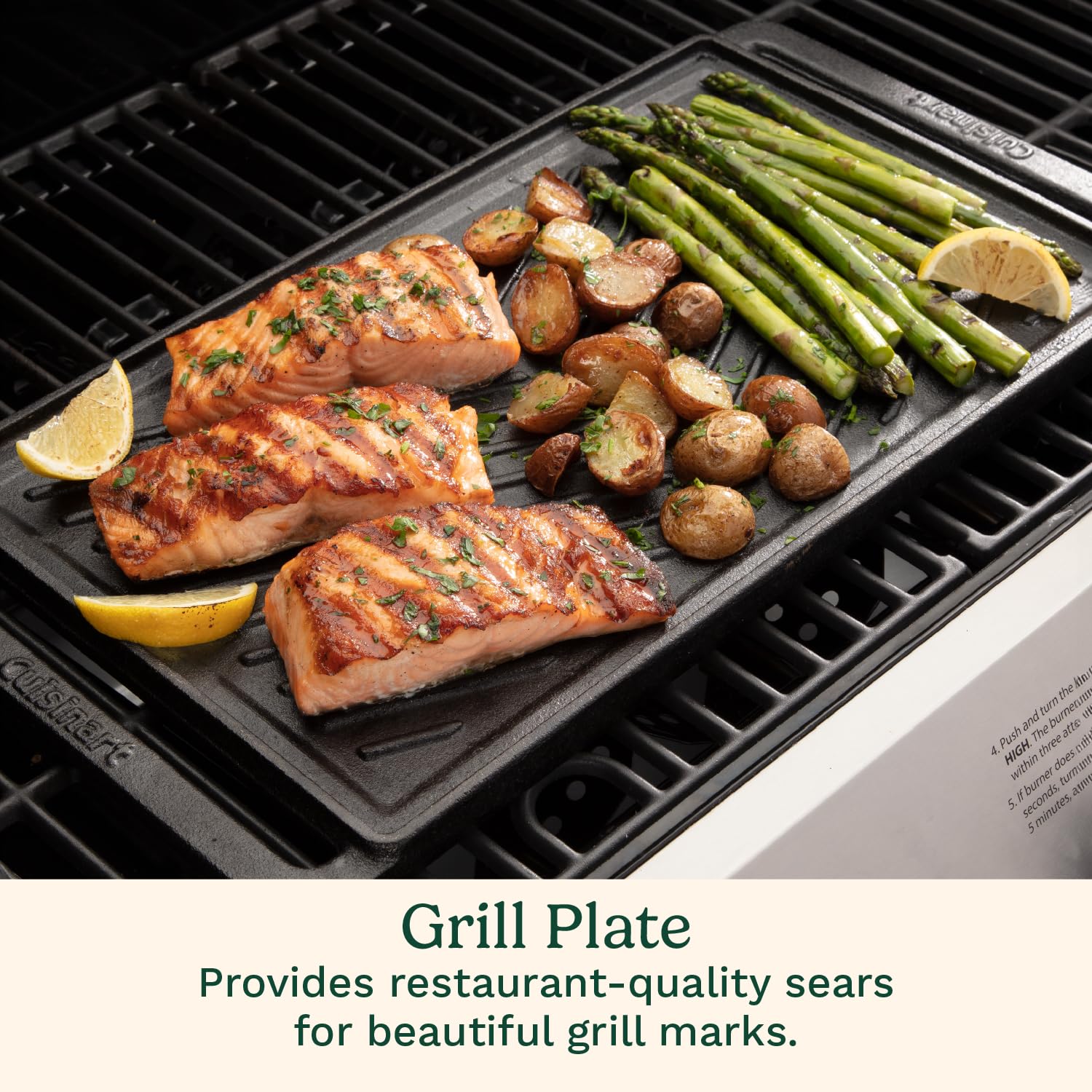 Cuisinart CCP-2000 - Plancha reversible de hierro fundido, parrilla acanalada y plancha plana lisa