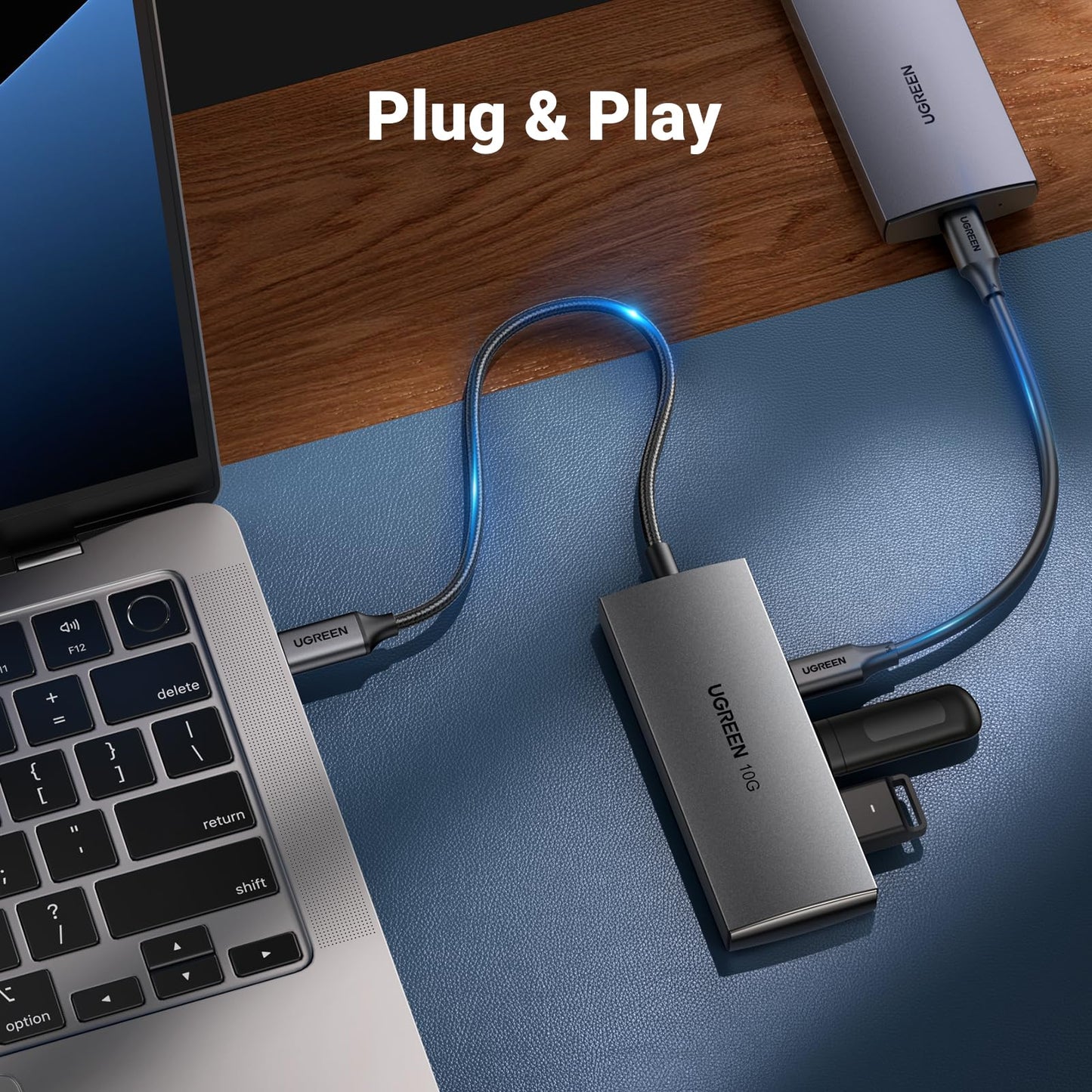 Hub USB C UGREEN 3.2 Gris con 10Gbps y 4 Puertos Compatible con MacOS, iOS, Windows y Android