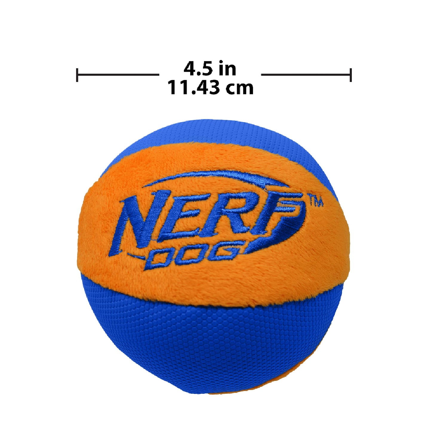 Juguete para Perro Nerf Dog Azul Naranja con Chirriador Interactivo y Crujiente para Razas Medianas/Grandes