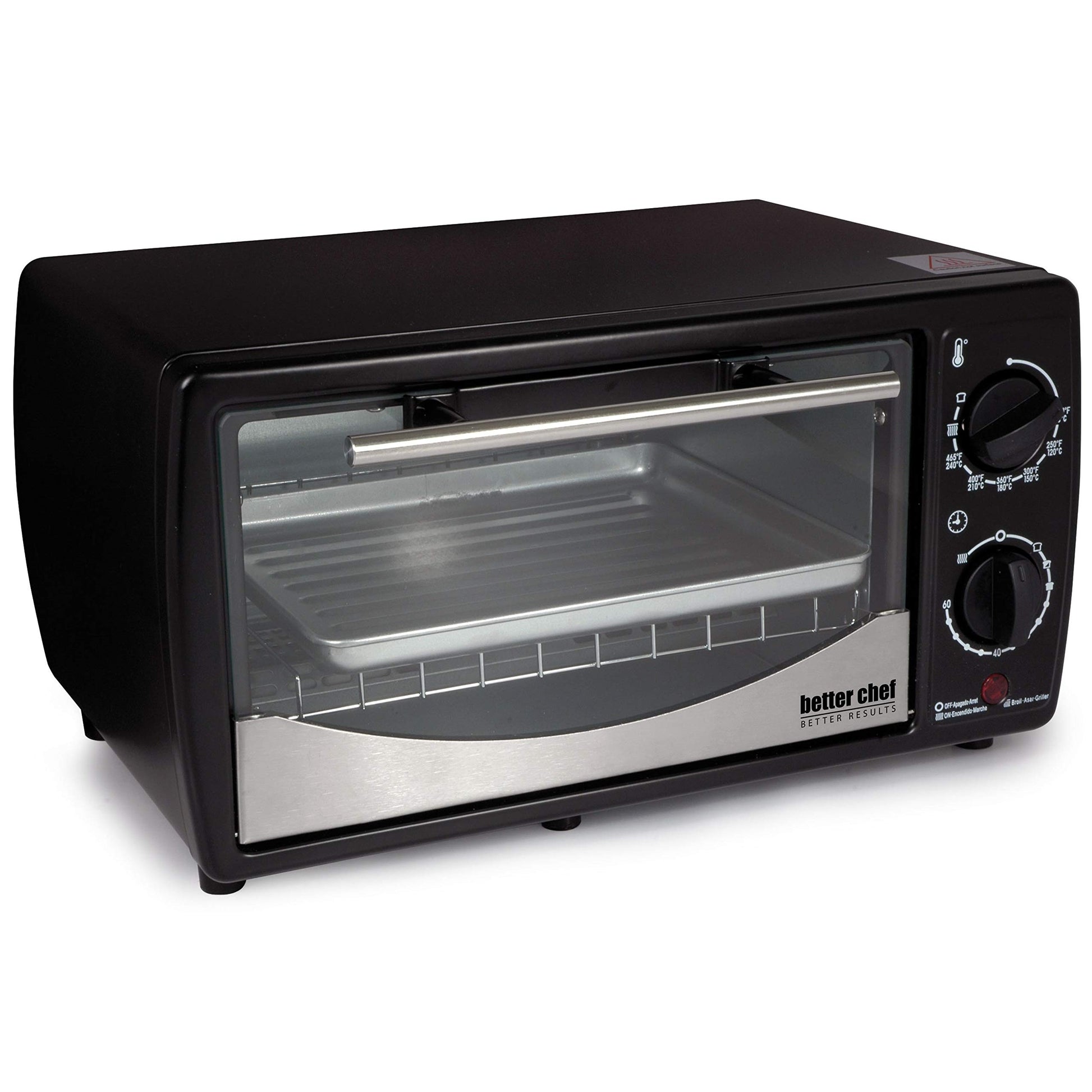 Better Chef Basic Tostador Horno | 4 rebanadas | Temporizador de 60 minutos | Estante deslizante | charola para hornear | Broil (rojo)