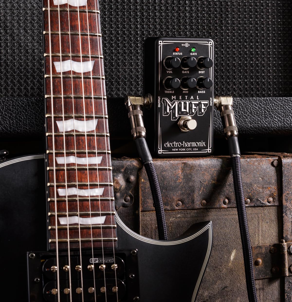 Pedal de Distorsión Electro-Harmonix Nano Metal Muff negro con Control de Puerta de Ruido para Guitarra Eléctrica