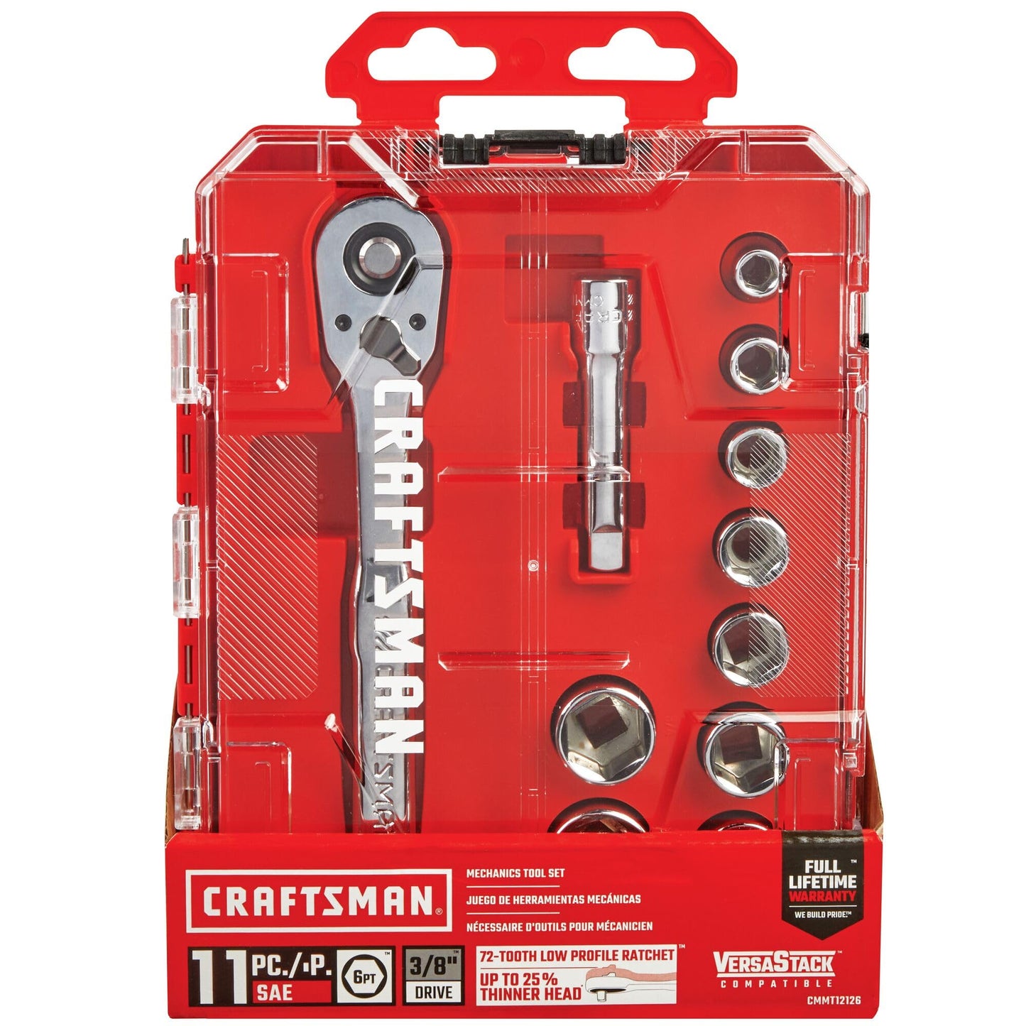 CRAFTSMAN - Juego de herramientas mecánicas de 3/8 pulgadas, SAE, 11 piezas (CMMT12126)