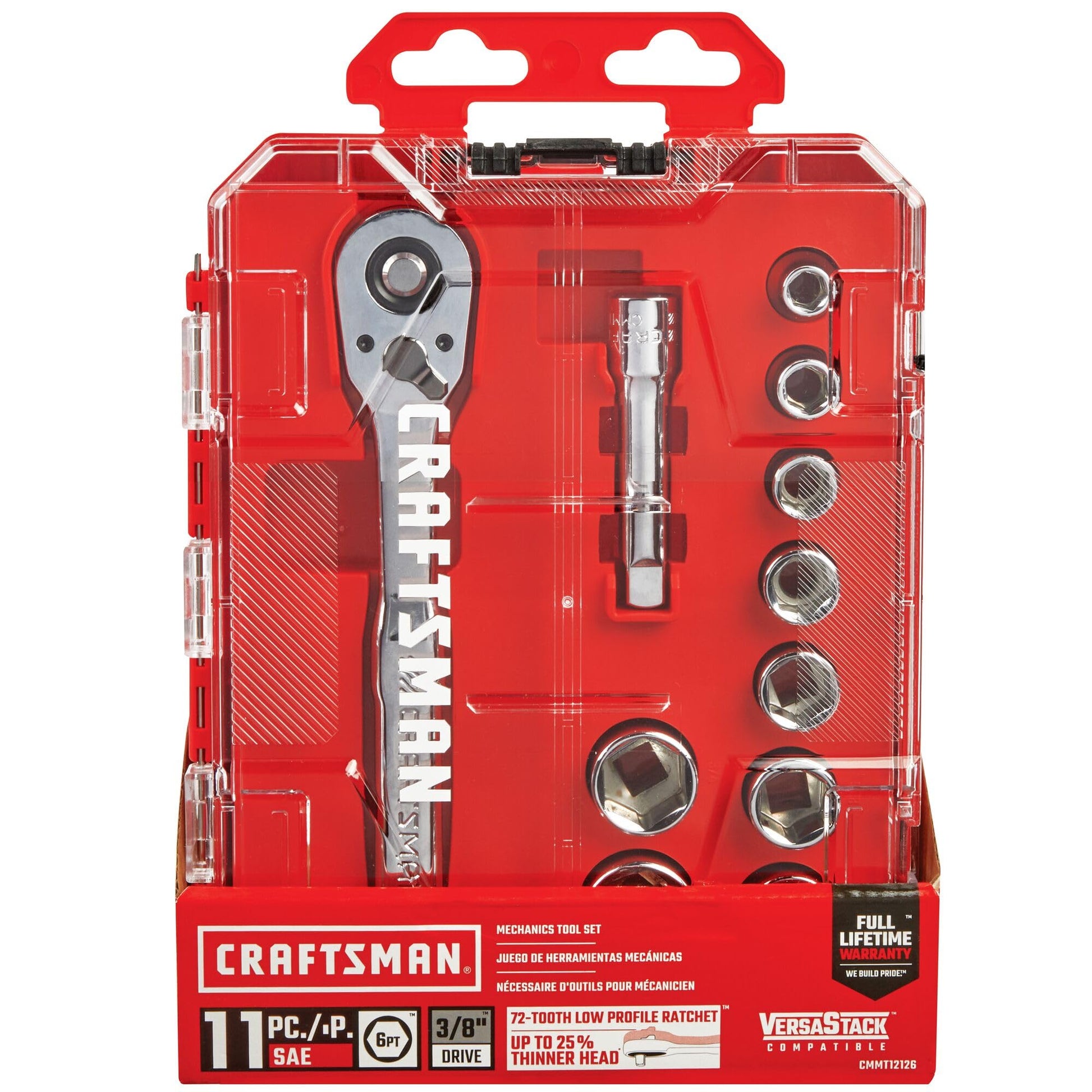 CRAFTSMAN - Juego de herramientas mecánicas de 3/8 pulgadas, SAE, 11 piezas (CMMT12126)