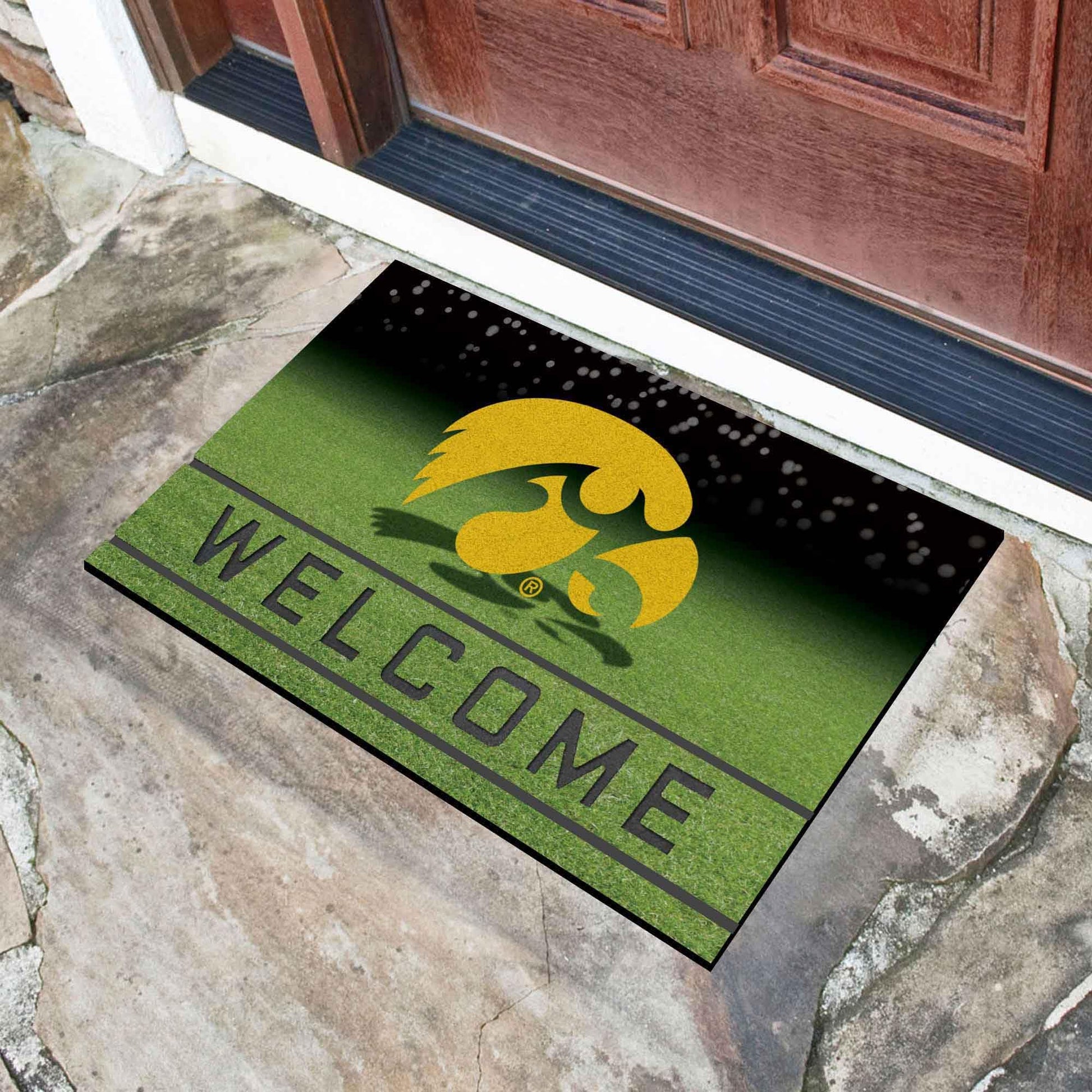 Tapete para Puerta FANMATS University of Iowa Negro Crumb Rubber