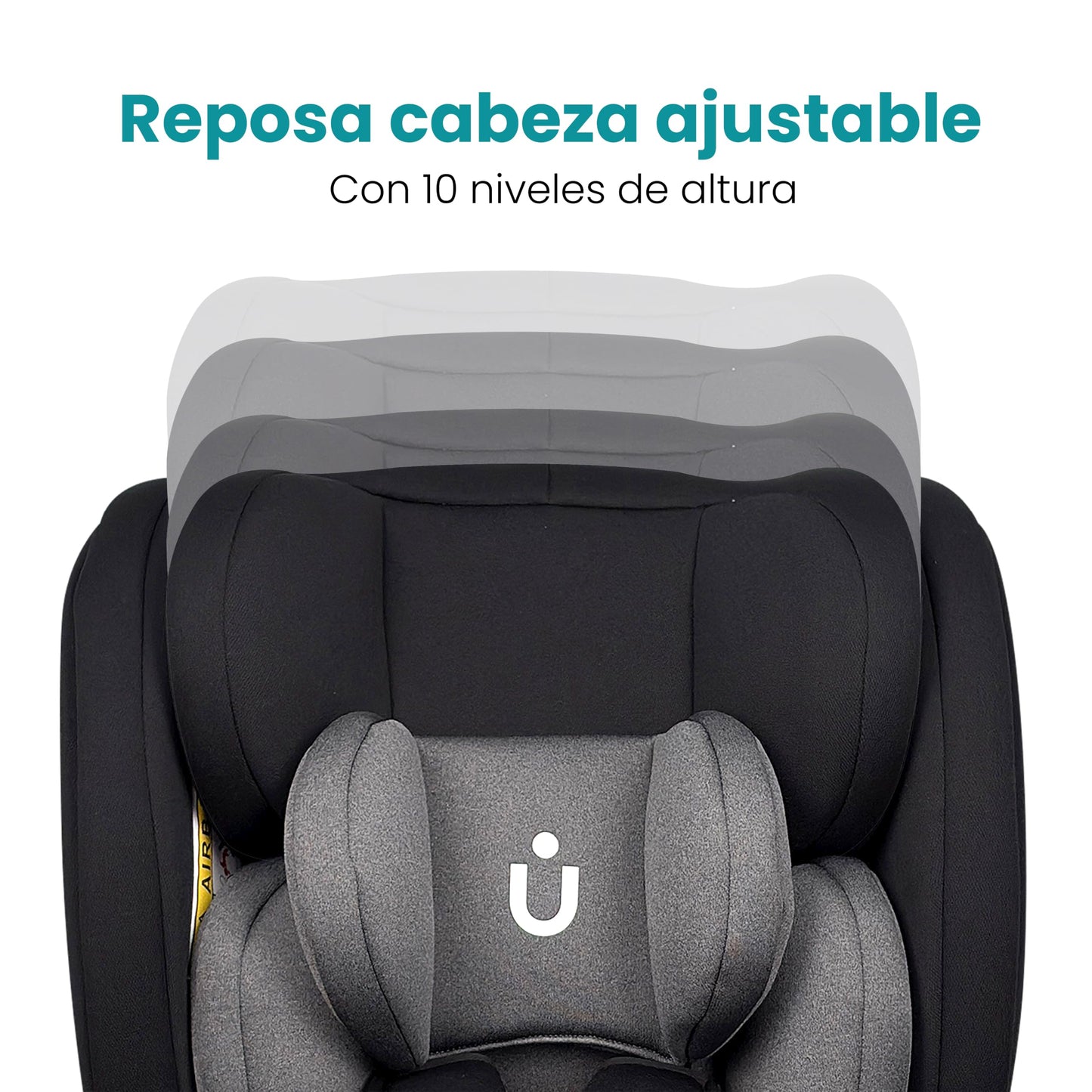 Amulay Autoasiento Kiddo ISOFIX 360°, 0 a 12 Años, Gris y Negro