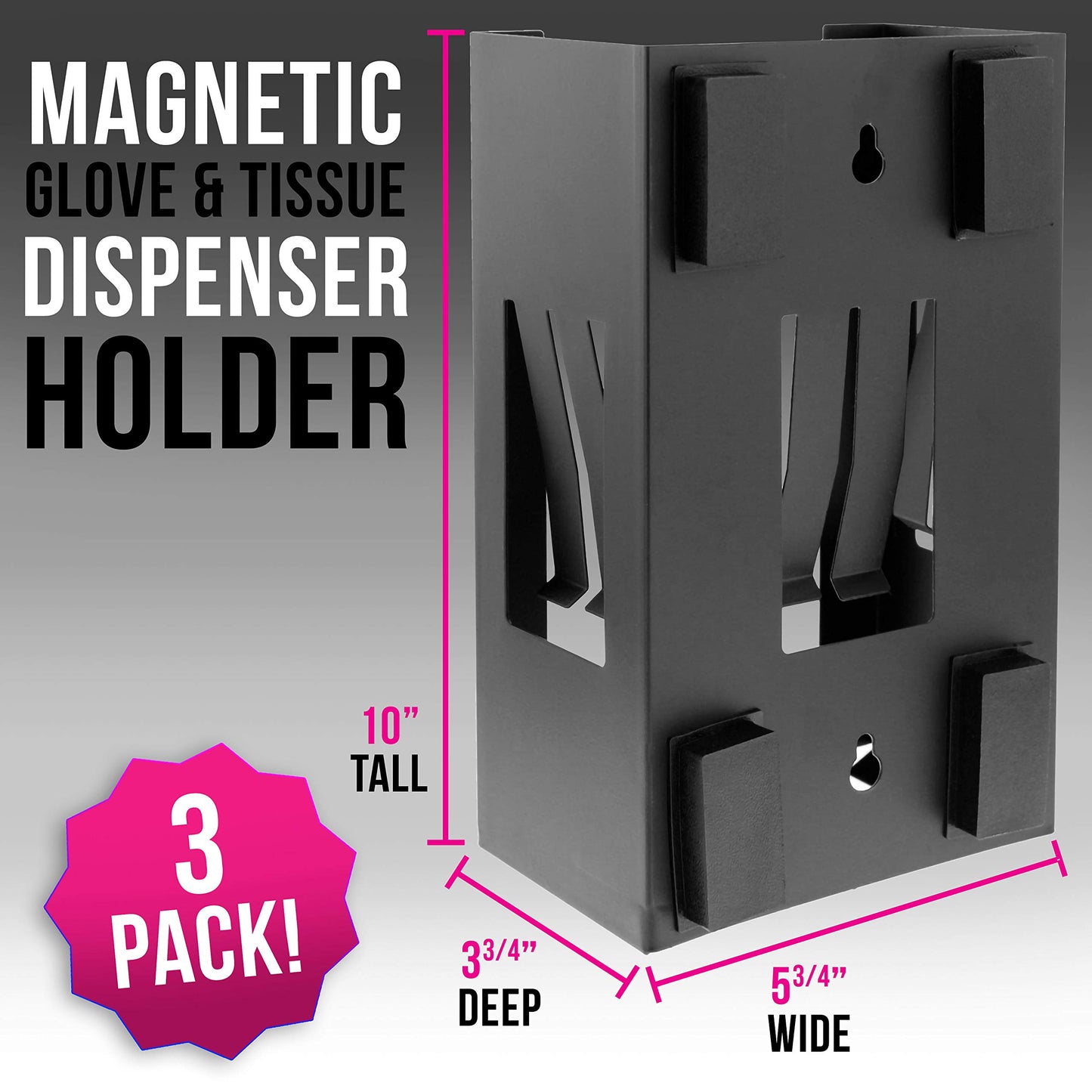 TCP Global - Soporte para guantes para montaje en pared (paquete de 3), dispensador de guantes, soporte para caja de pañuelos para montaje en pared, dispensador magnético de guantes de látex