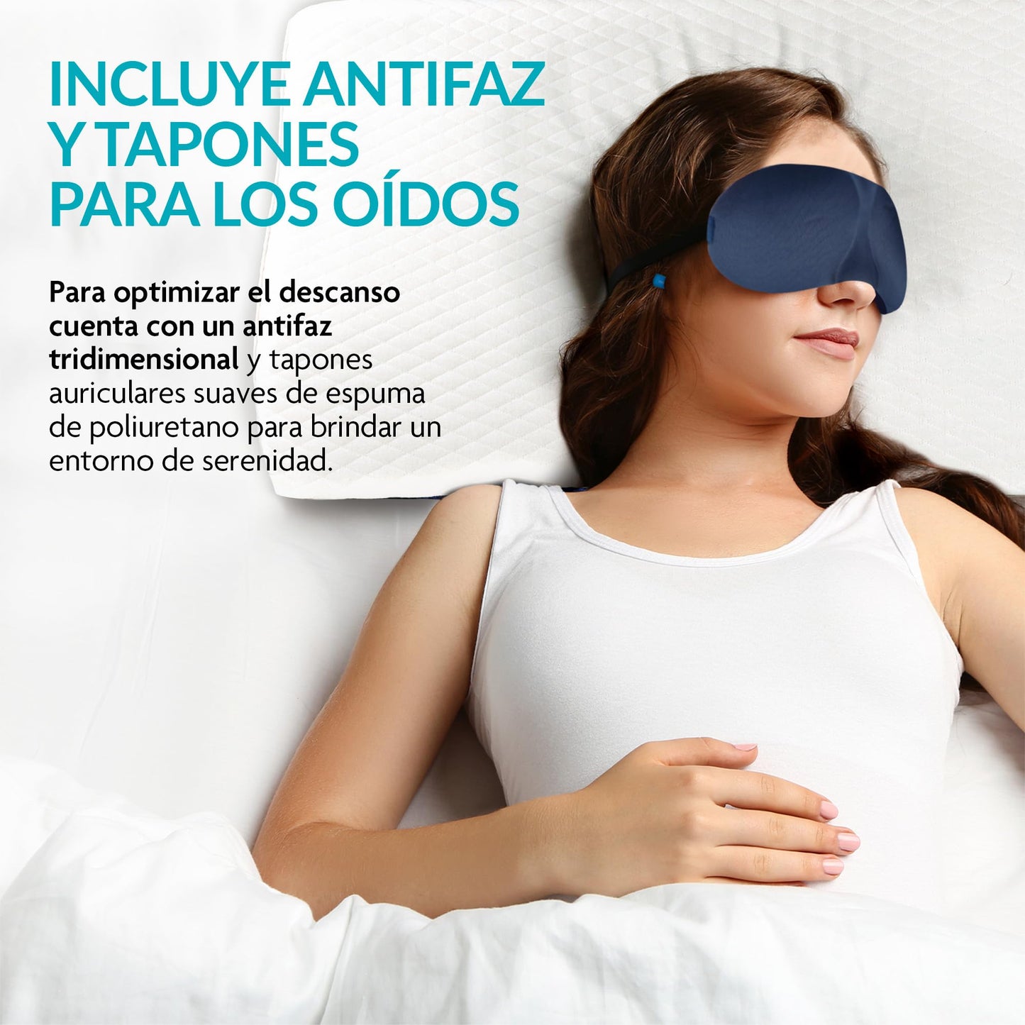 Almohada de Memory Foam Neurolux Blanco Ergonómica Ortopédica para Aliviar Dolor de Cuello y Espalda