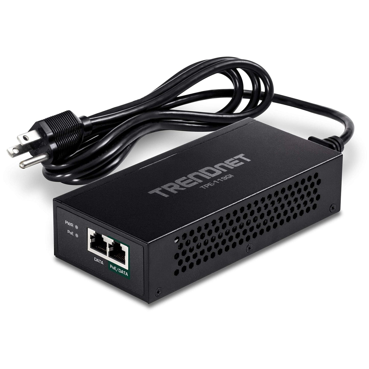 TRENDnet Inyector Gigabit PoE++, Convierte un Puerto no PoE a un Puerto PoE++ Gigabit, PoE (15.4W), PoE+ (30W), o PoE++ (95W), hasta 100m (328 ft), Fuente de alimentación integrada, Negro, TPE-119GI