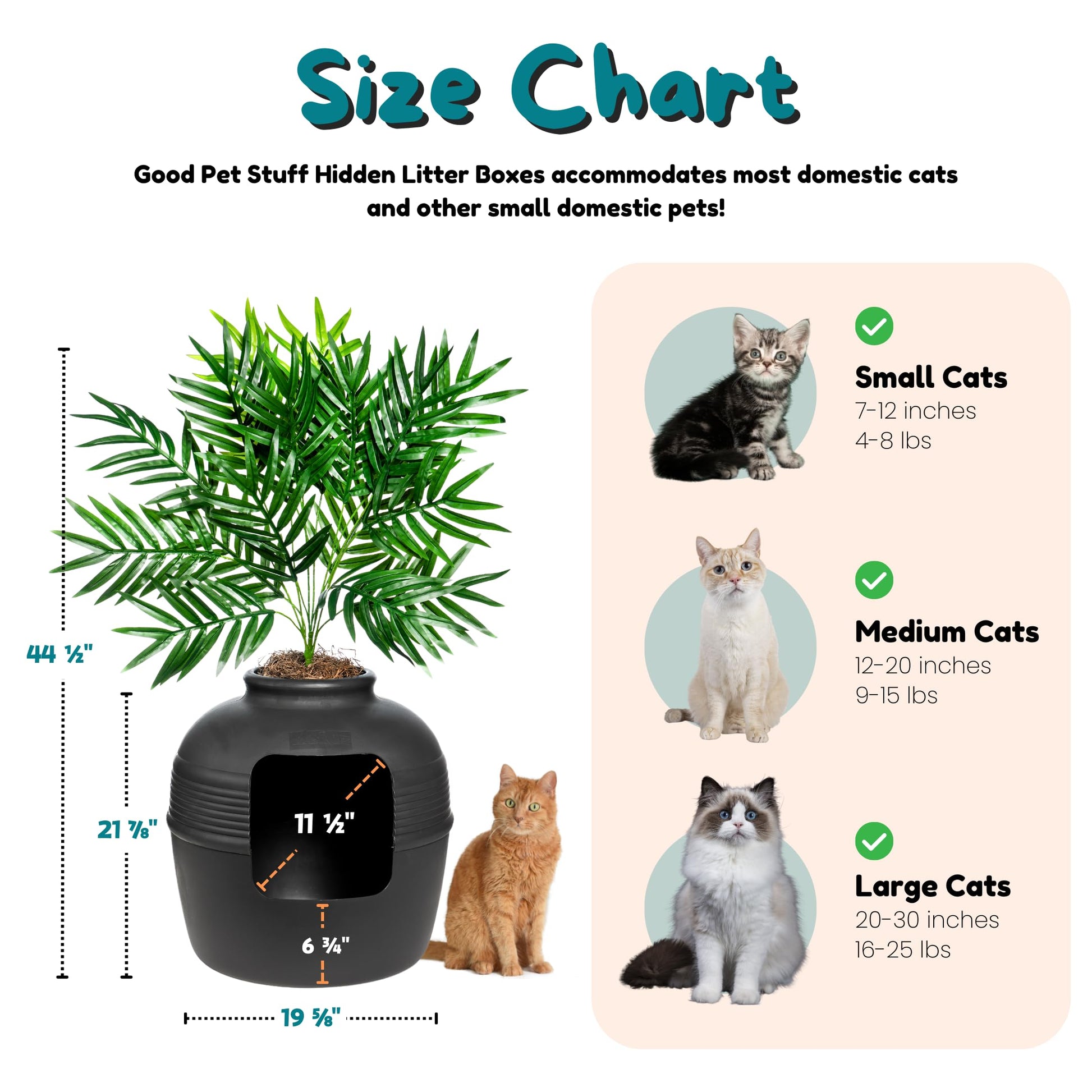 Good Pet Stuff, la Caja de Arena Oculta Original, Plantas Artificiales y Caja de Arena Cerrada para Gatos, Filtro ventilado y de Olor, fácil de Limpiar, Gamuza Negra