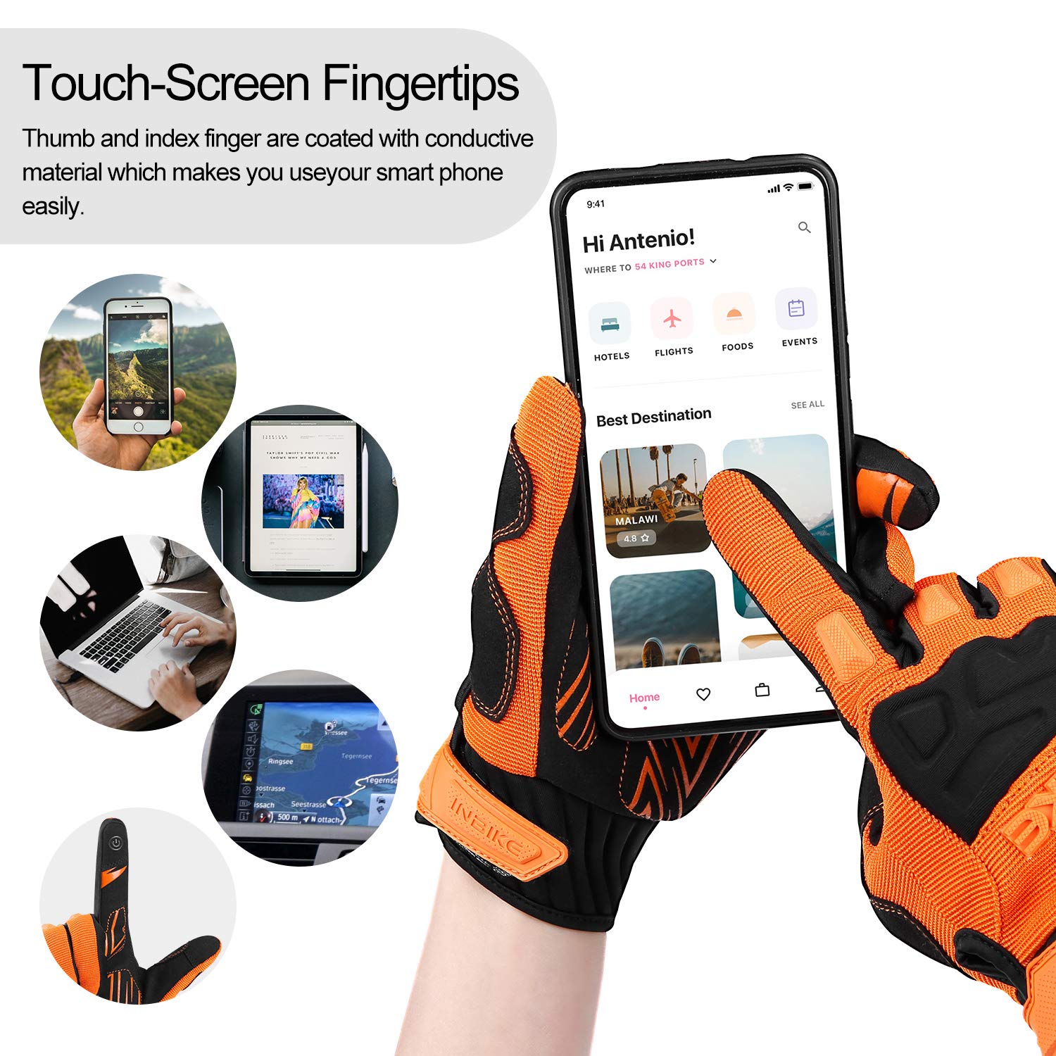 INBIKE - Guantes de bicicleta de montaña para hombre, con protectores de nudillos, acolchados, transpirables, para MTB, motocross, carreras