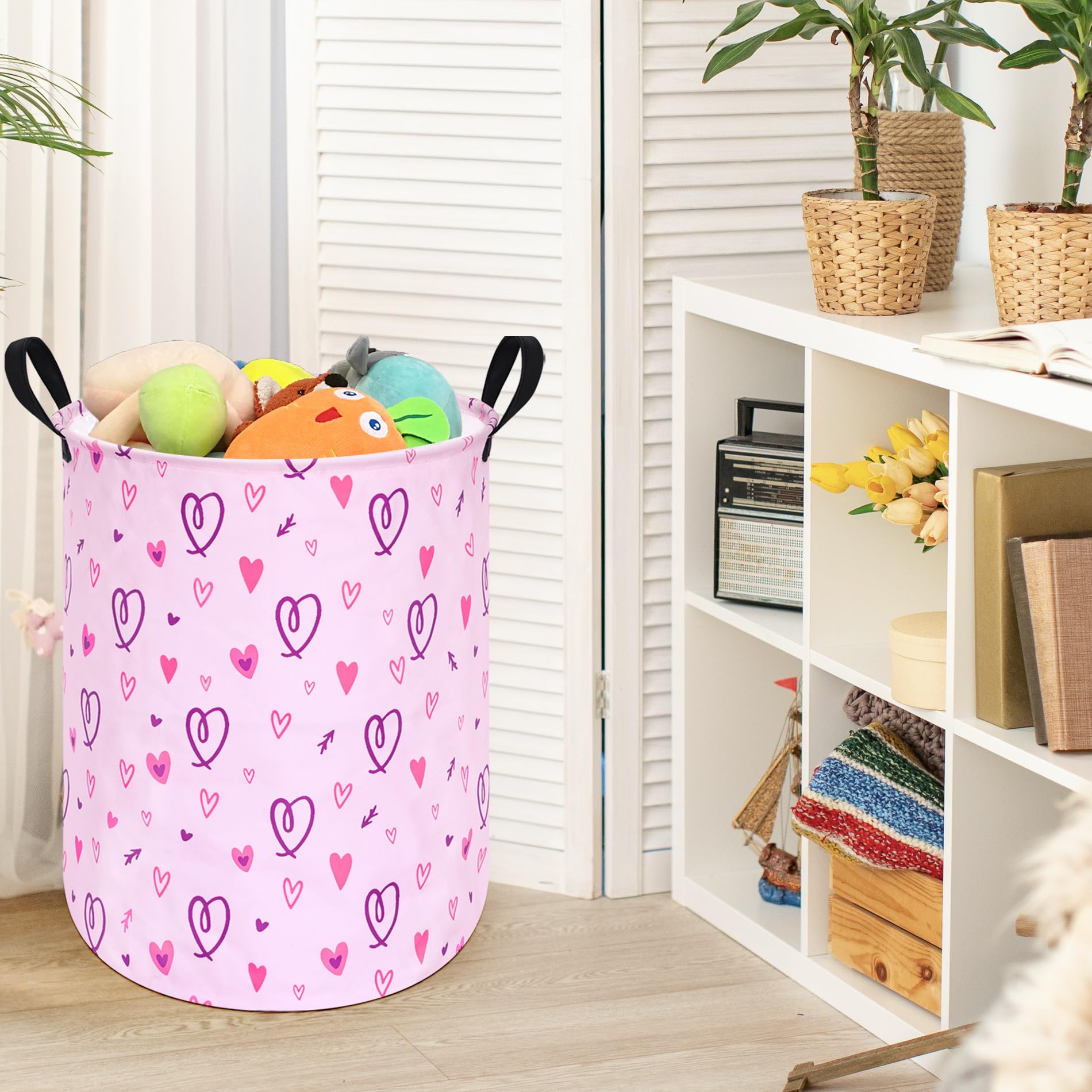 ACMUUNI Cesta plegable para ropa de lavandería para niños, cesta organizadora de almacenamiento plegable, almacenamiento de ropa de juguete con asas para recámara de niños y niñas, decoración de