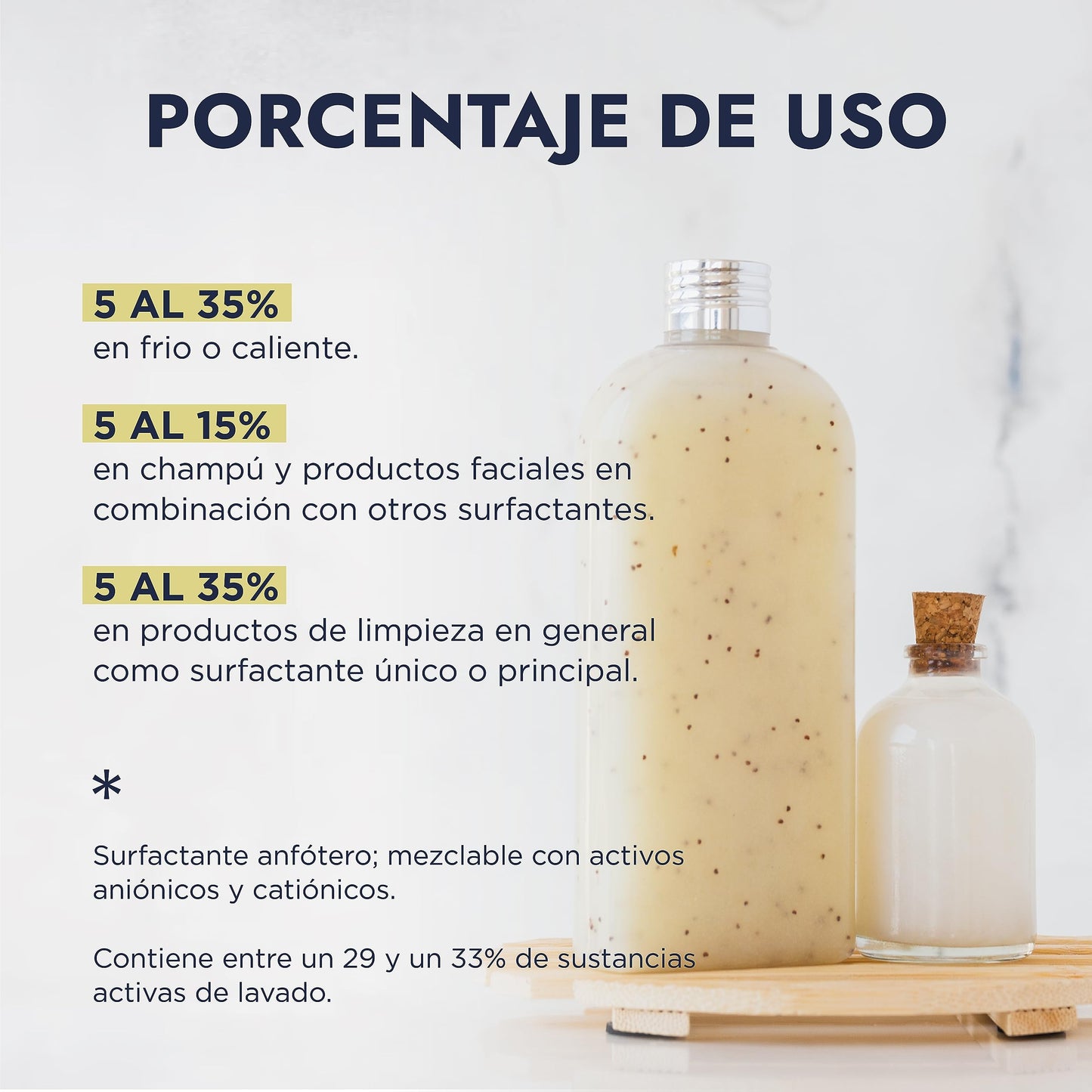 HEBBE Betaína de Coco 1 kg | Tensoactivo Anfótero Suave | Agente Espumante | Reduce Irritación | Soluble en Agua y Etanol | pH 5-8