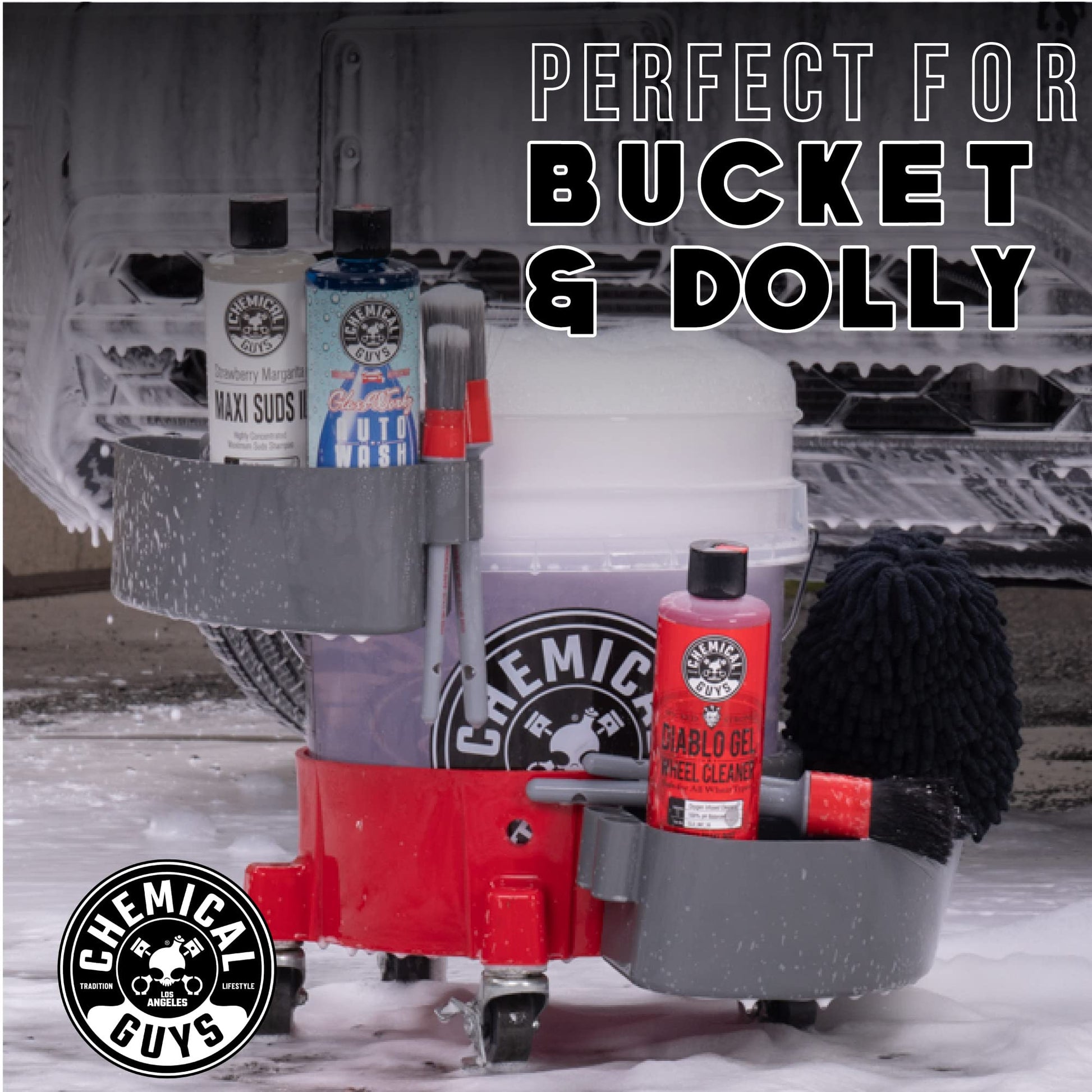 Chemical Guys Freeloader cubeta y Dolly Organizador, Gris, Mantiene el jabón y el Agua en el cubeta y Tus Suministros organizados, Ideal para Lavar Coches, Camiones, Motocicletas, SUV y más