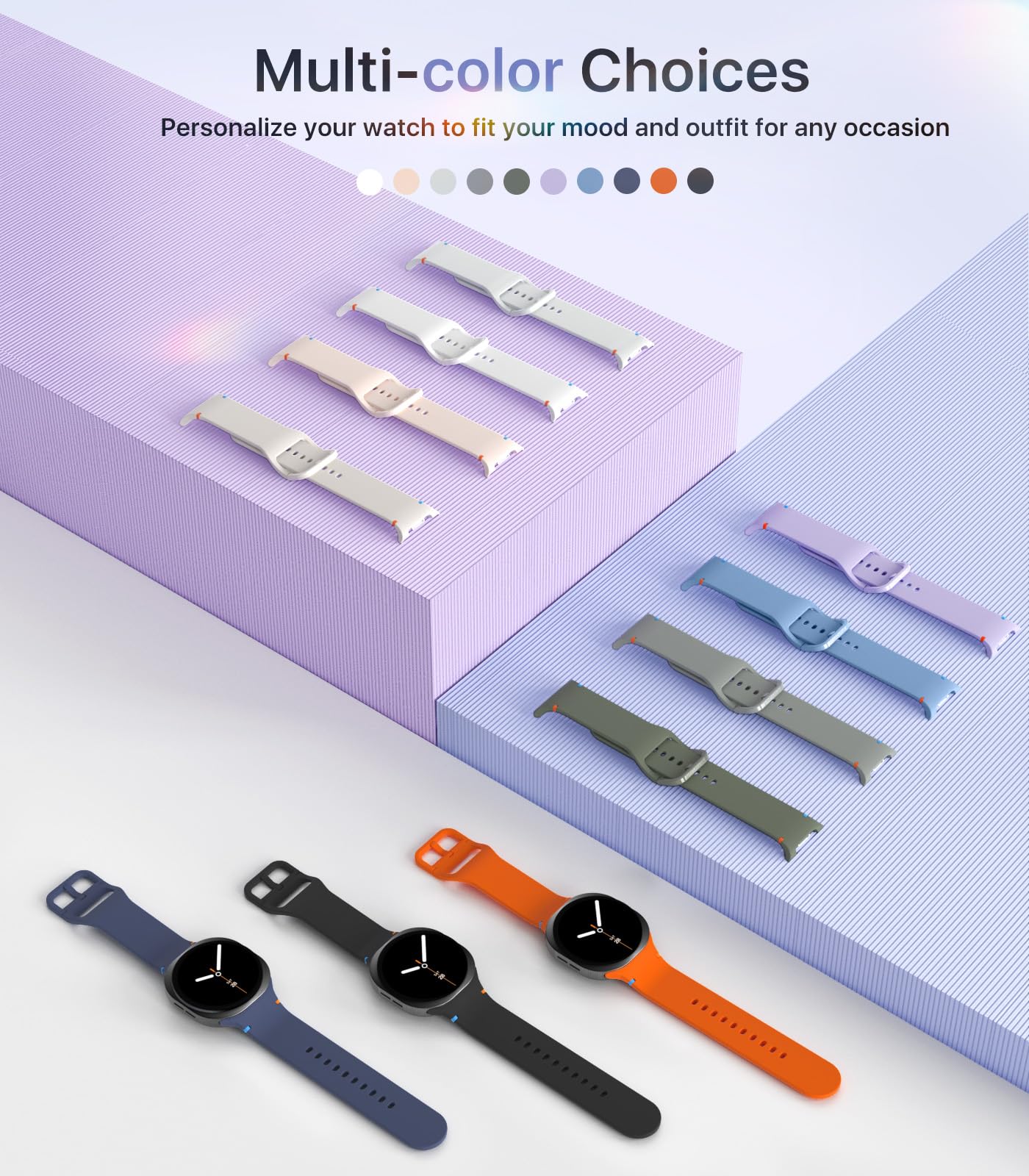 Pack de 6 Correas Deportivas TiMOVO Samsung Galaxy Watch 8 Silicone Suave para Mujer y Hombre