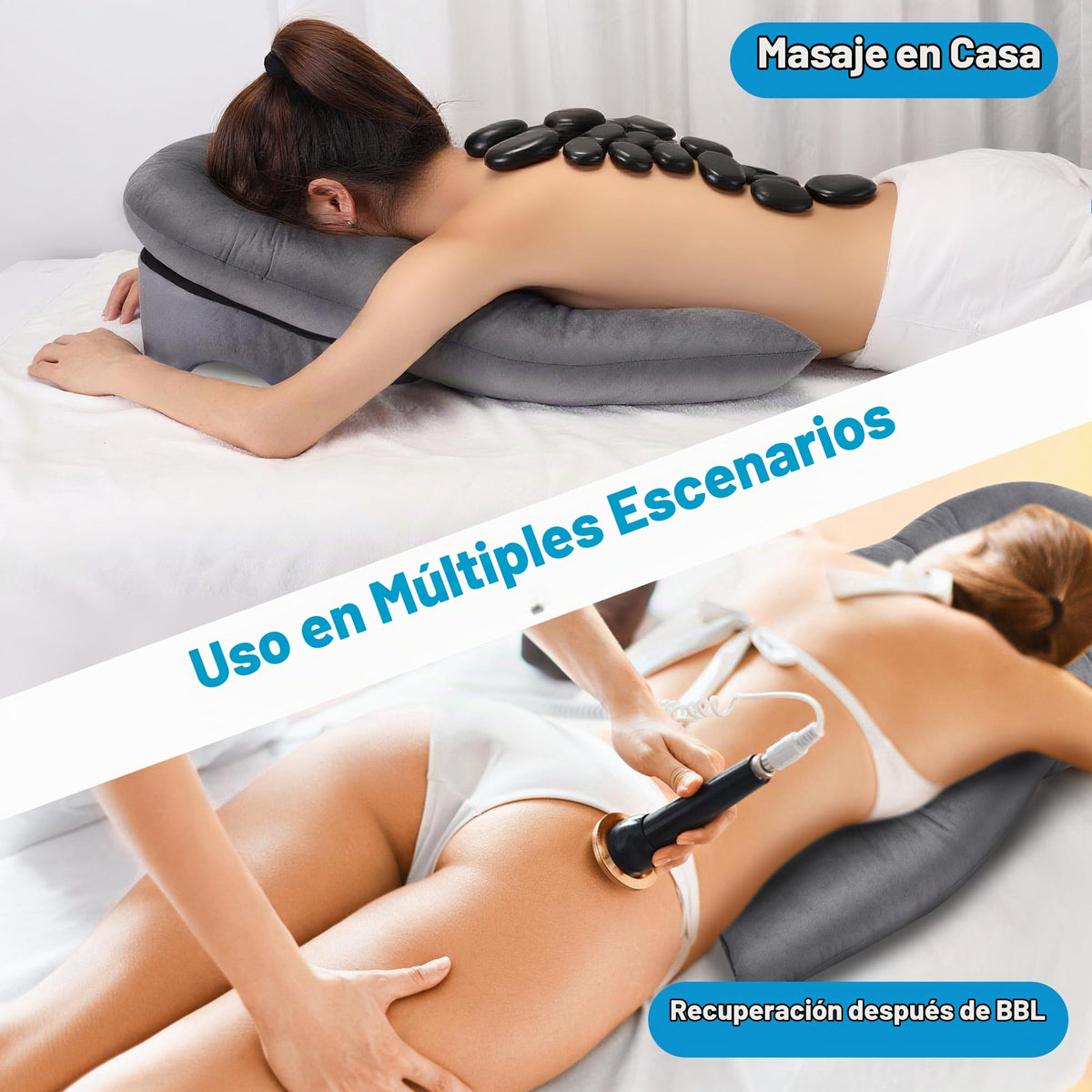 Almohada Morelexa Blanca Mejorada con 3 Rejillas de Ventilación para Cirugía Ocular o BBL