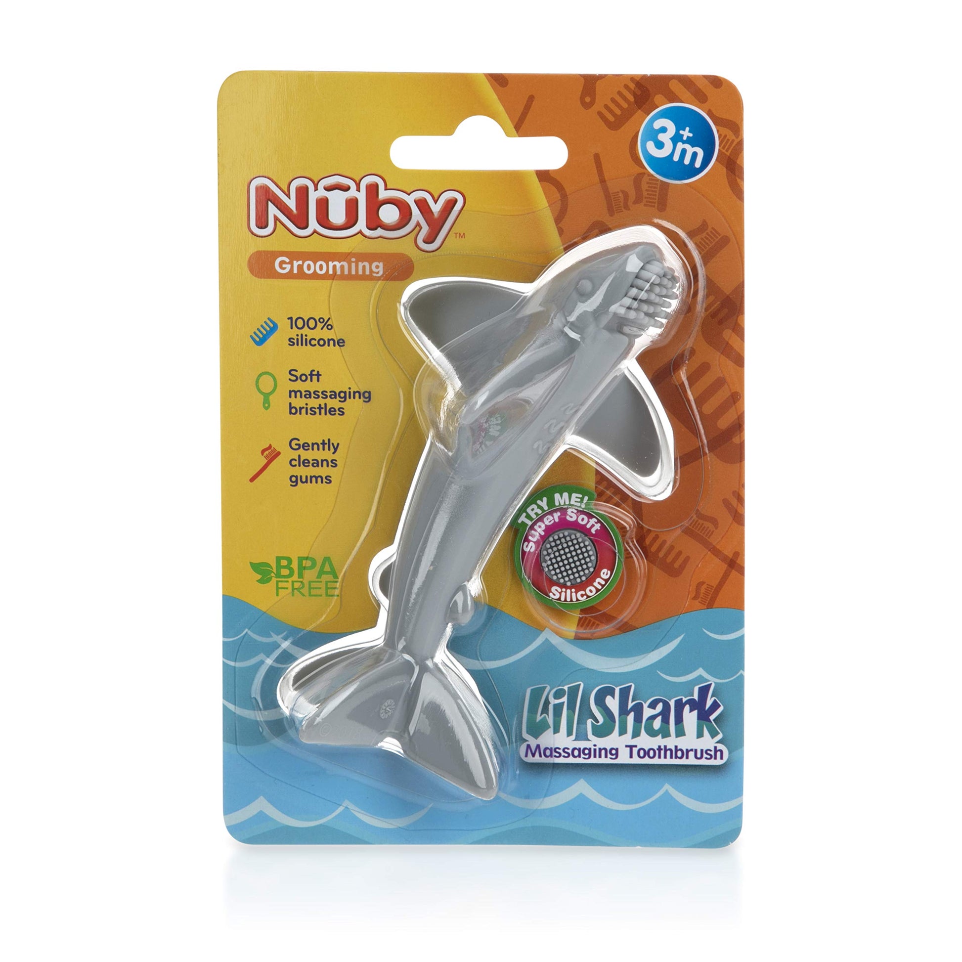 Cepillo Masajeador de Dientes Nuby Lil Shark Multicolor 5 Pulgadas