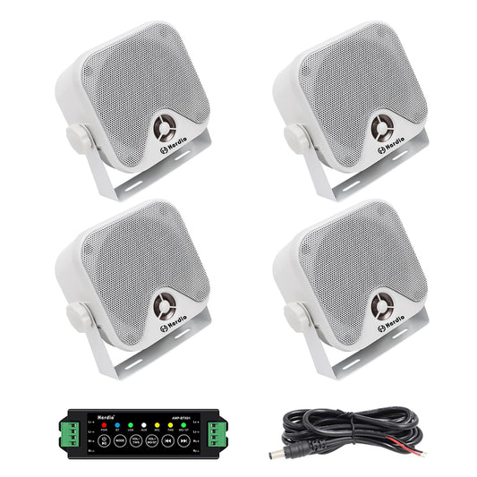 Herdio Altavoces Bluetooth para carrito de golf de 4 pulgadas, 240 W, impermeables, para exteriores, barco, ATV, UTV, RZR, caravana, tractor, camión, jeep, patio, Powersports, 2 pares (blanco)