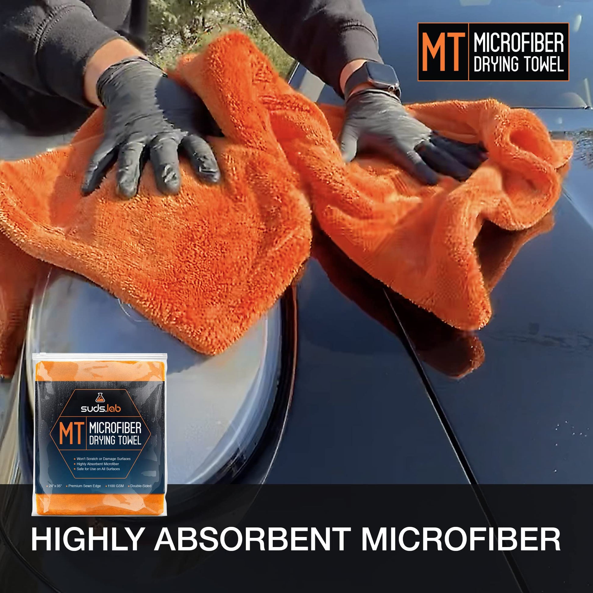 Toalla de Secado de Microfibra Suds Lab Azul Grande para Exterior del Automóvil