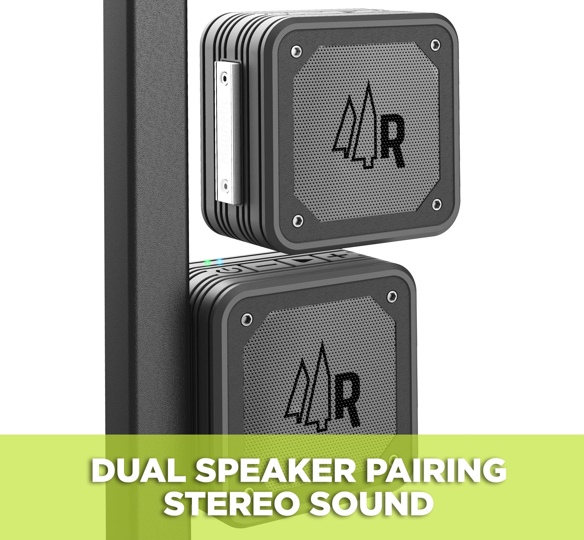 RANGLAND - Altavoces magnéticos Bluetooth estéreo de doble emparejamiento para carritos de golf (paquete de 2) impermeables, IPX6, sonido envolvente inalámbrico con soporte de barra magnética