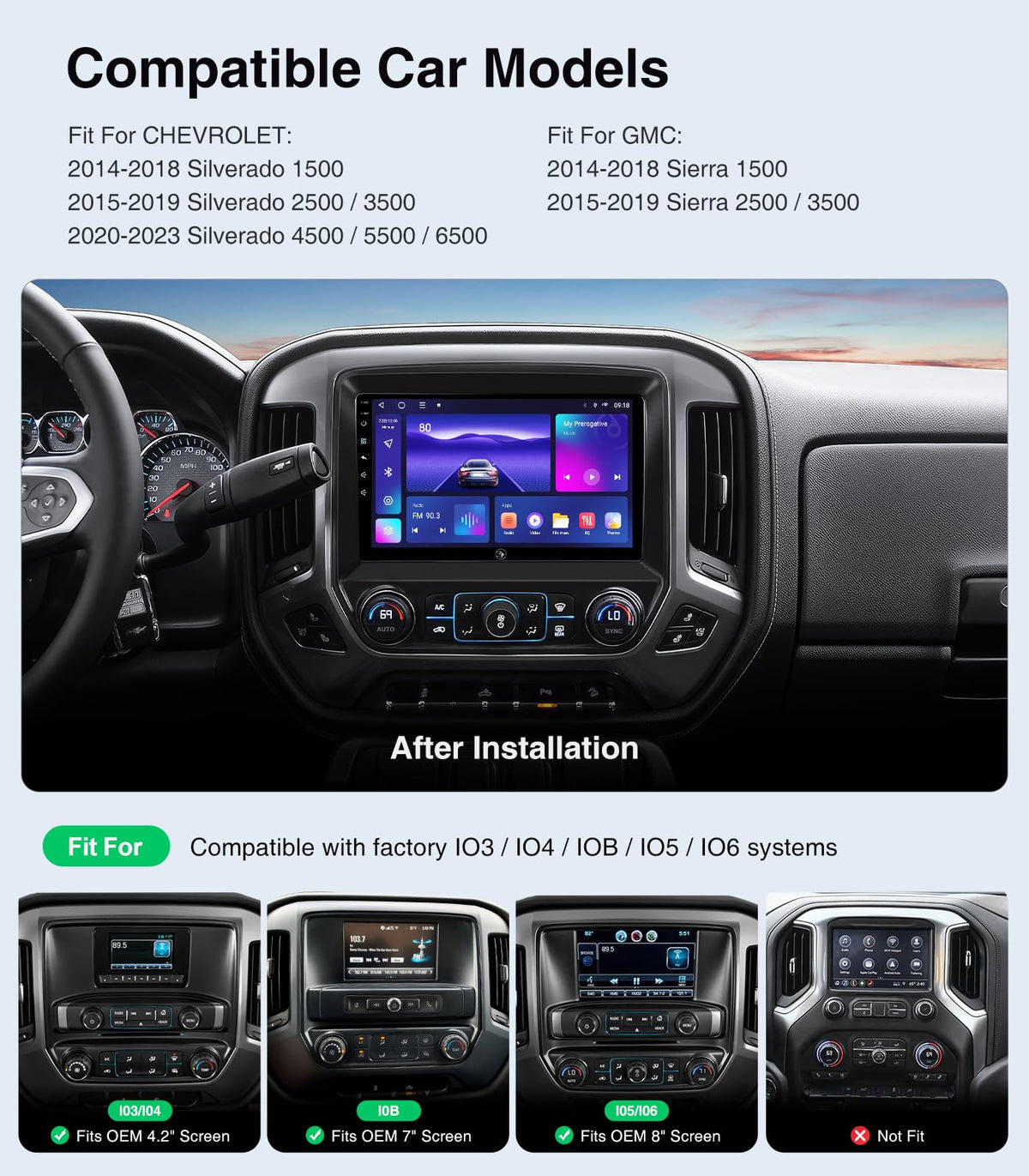 Radio de Coche Android 10 Pulgadas GMC Sierra Chevrolet Silverado 4G+64G Visualización Táctil Estéreo Compatible con Carplay y Android Auto GPS Navegación