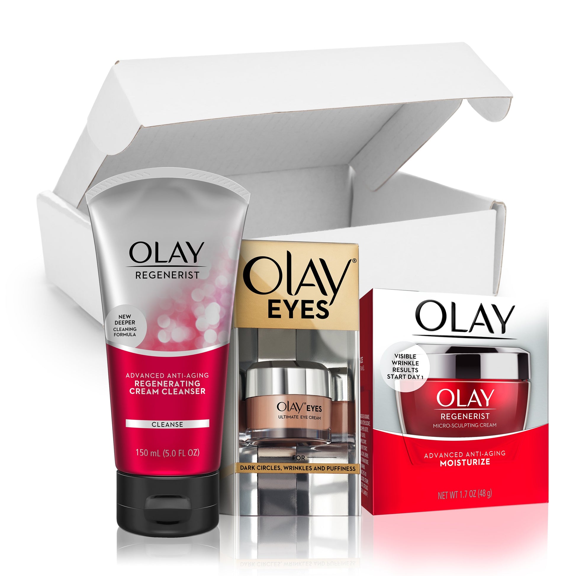 Olay Anti-Aging Skincare Kit with Regenerist Cleanser, Moisturizer & Eye Cream