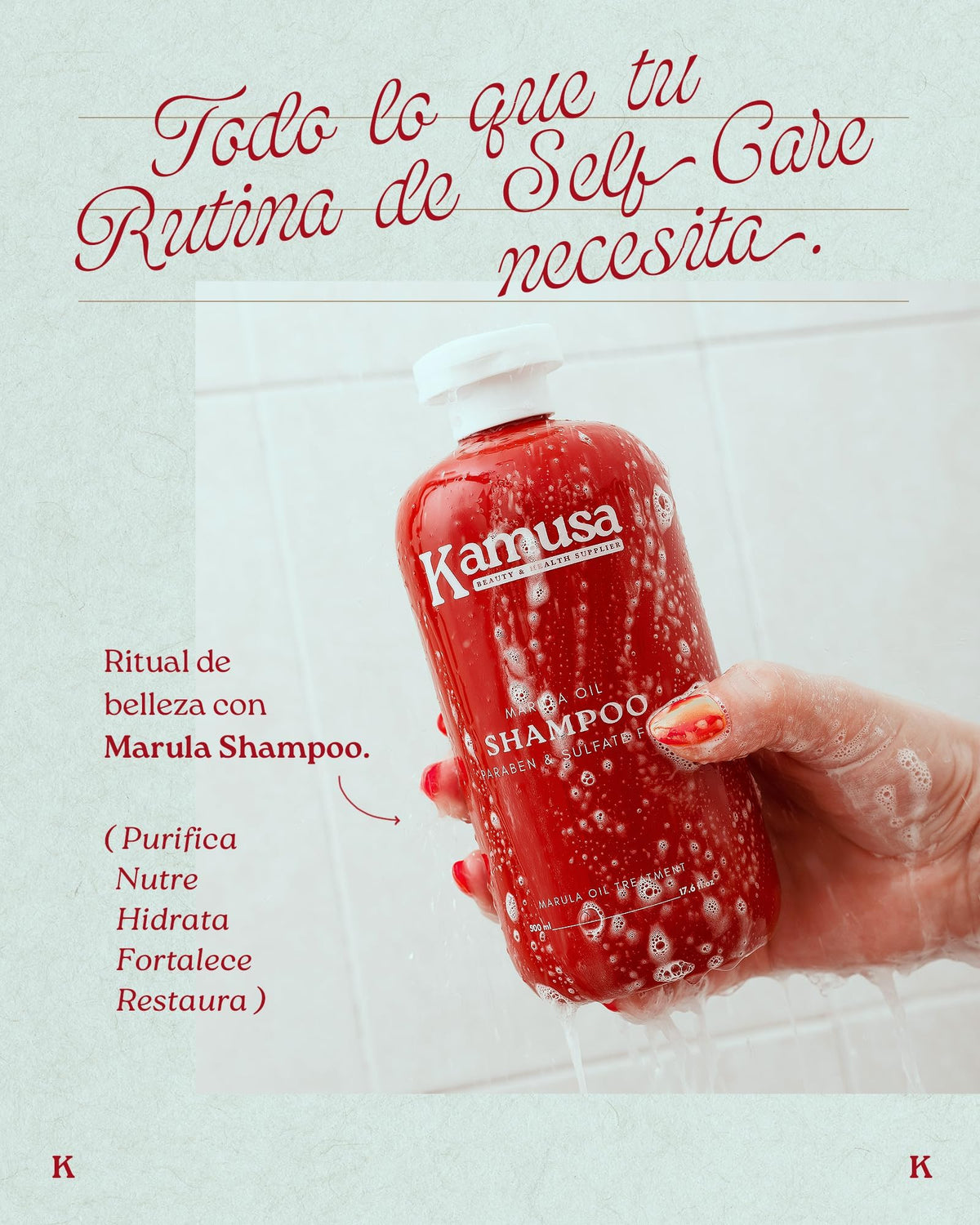 Shampoo Kamusa Marula Sin Sulfatos Reparador e Hidratante