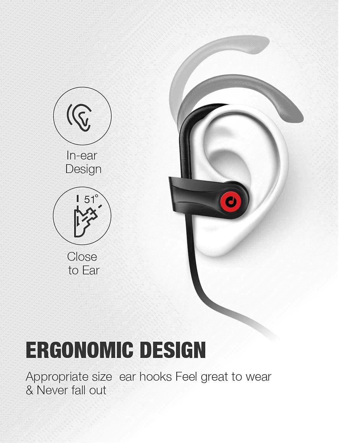 Bluetooth Headphones,[Audio-hongxin] Otium Wireless Sports Earbuds,Waterproof IPX7 w/Mic, HD Stereo Sweatproof in-Ear Earphones, Case, Fast Pairing, G
