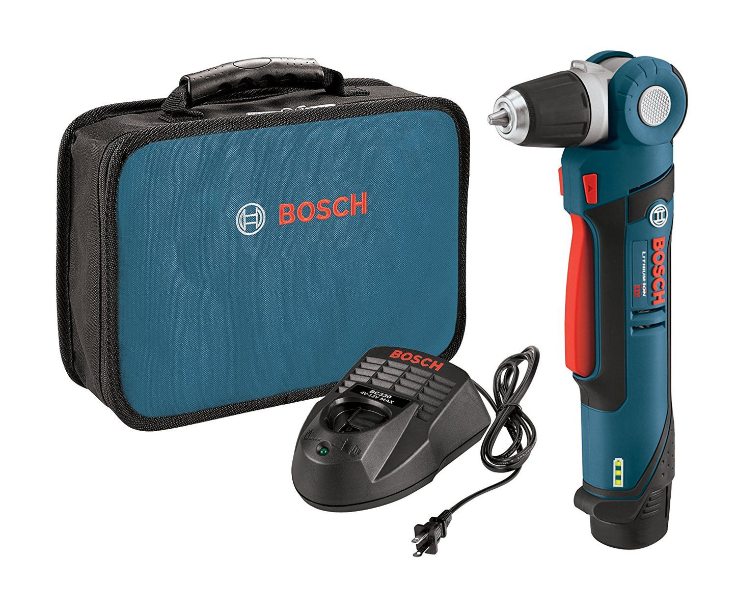 Bosch PS11-102 Kit de taladro atornillador en ángulo recto, 3/8", iones de litio12 V máx., con (1) batería de alta capacidad y cargador