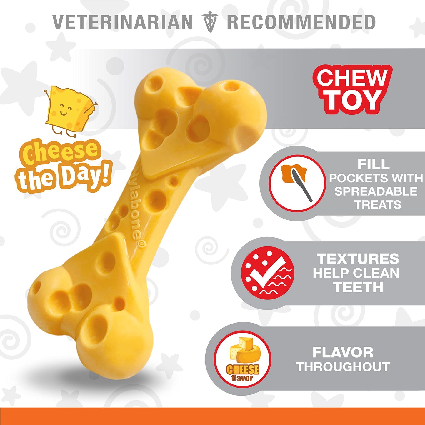 Juguete Nylabone Hueso Sabor Queso Mediano PowerChew