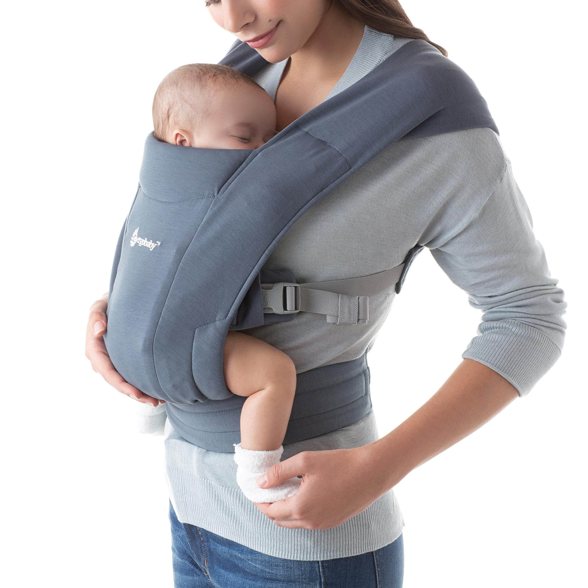 Portabebés Ergobaby Embrace azul Oxford acogedor para recién nacidos