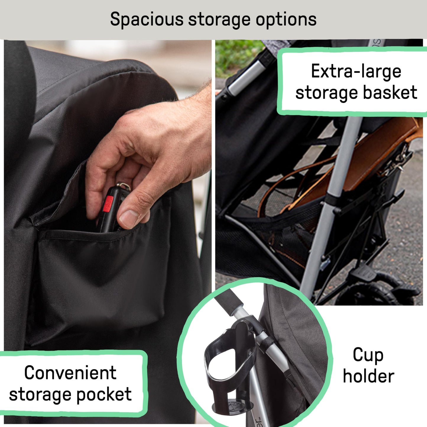 Carriola Summer Infant 3Dlite ST Negro Ligero con Marco de Acero y Área de Asiento Grande para Viajes