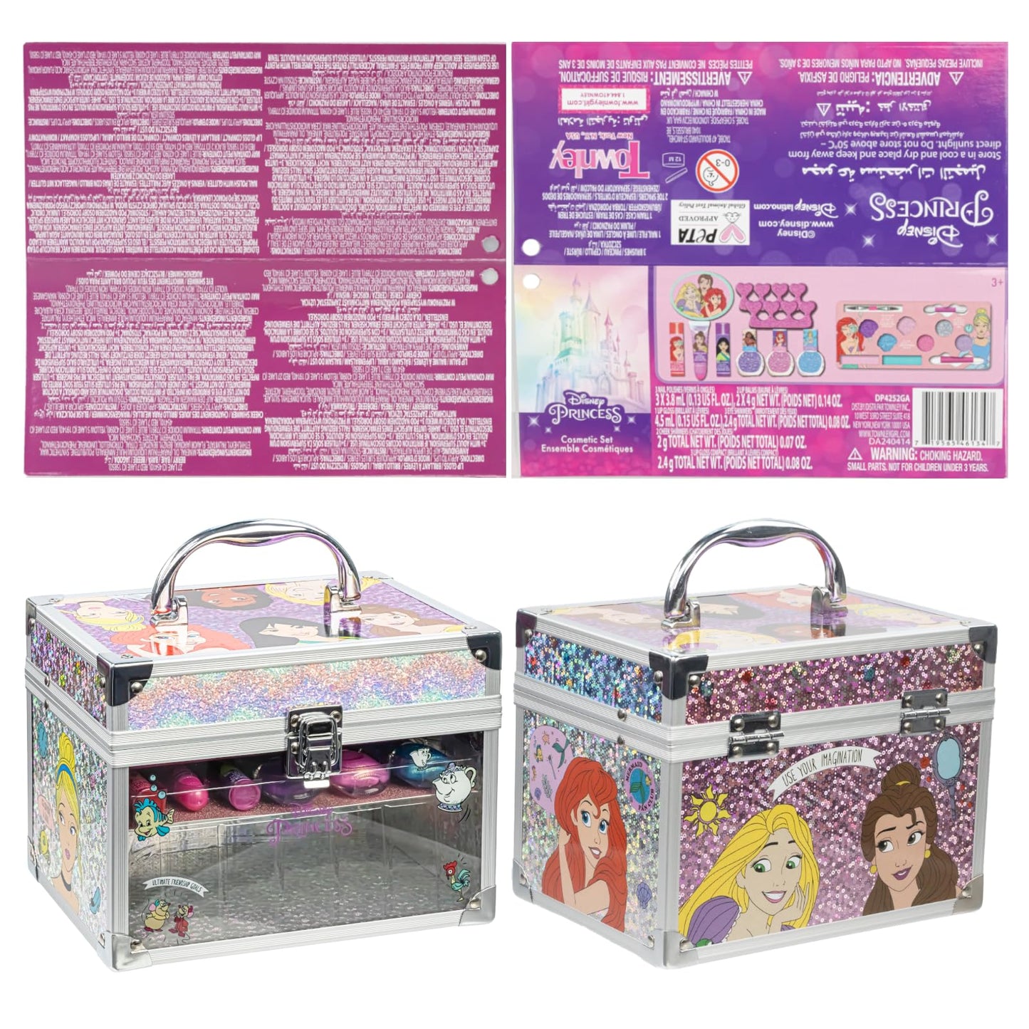 Disney Princess Set de Maquillaje para Niñas Gloss y Esmalte con Maletín de Belleza