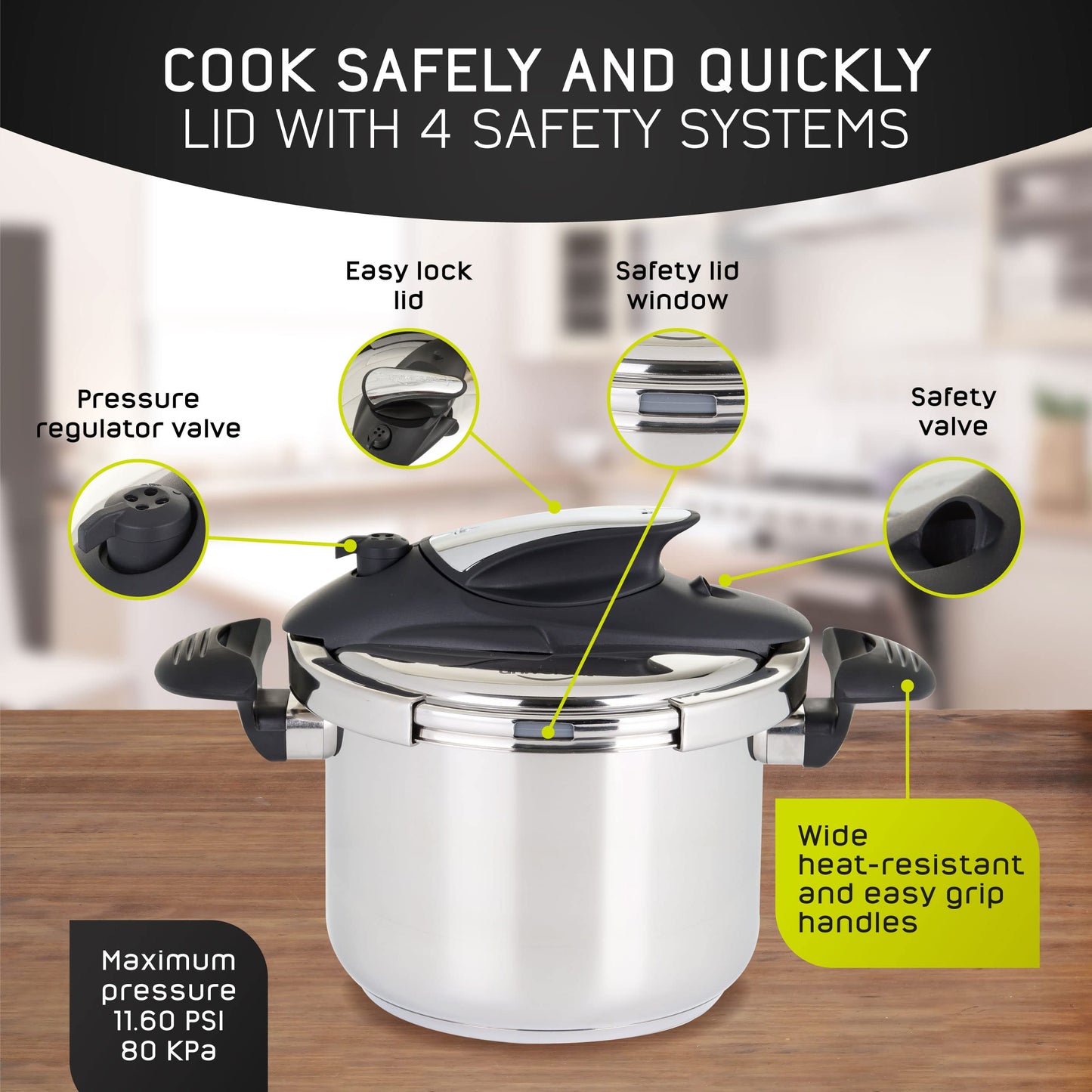 Olla de Presión Universal Acero Inoxidable 6 Litros con Tapa de Vidrio Adicional para Cocinas de Inducción