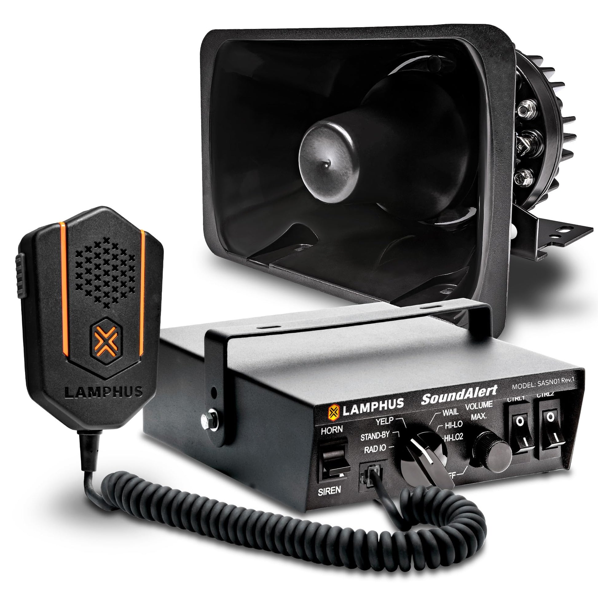 Kit de Sirena Policial SoundAlert 100 W con Altavoz Megáfono 120-130 dB para Vehículos