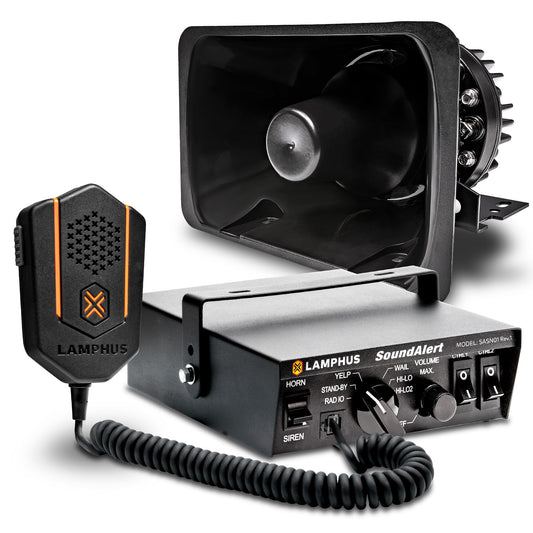 Kit de Sirena Policial SoundAlert 100 W con Altavoz Megáfono 120-130 dB para Vehículos