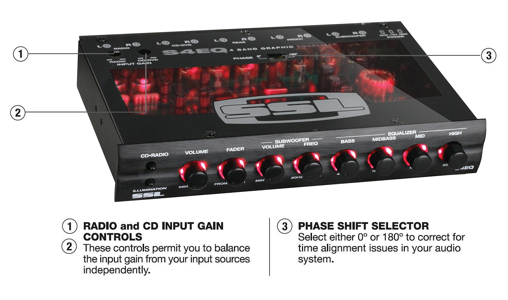 Sound Storm Lab S4EQ 4 Band Pre-Amp Equalizer with Subwoofer Control