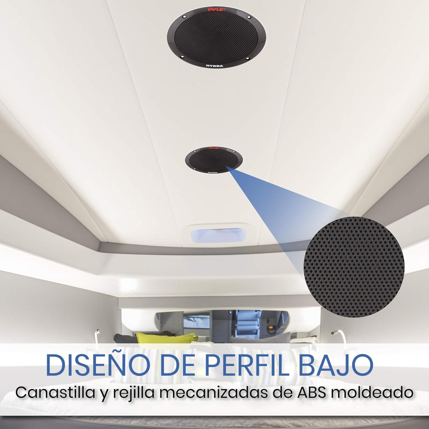 Pyle bocinas Marinas Dobles de 6.5 Pulgadas. Sistema de Sonido estéreo para Exteriores Resistente al Agua. 2 vías. Potencia 400 Watts. 1 par. Negro