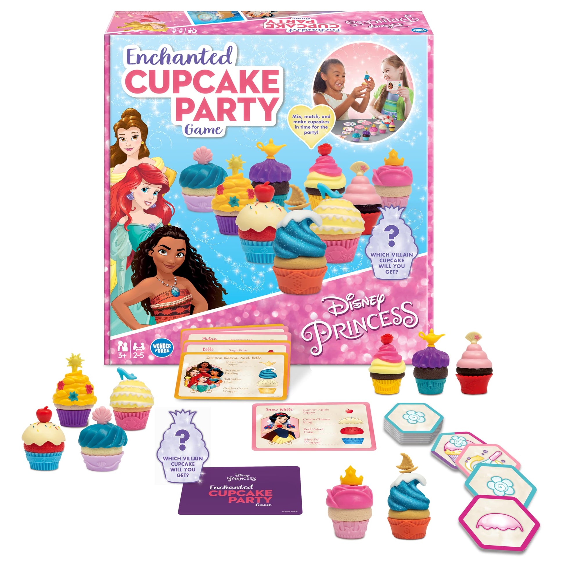 Wonder Forge Disney Princess Enchanted Cupcake Party Game para niñas y niños a Partir de 3 años. Un Divertido y rápido Juego de Fiesta Que Puedes Jugar una y Otra Vez (1088)