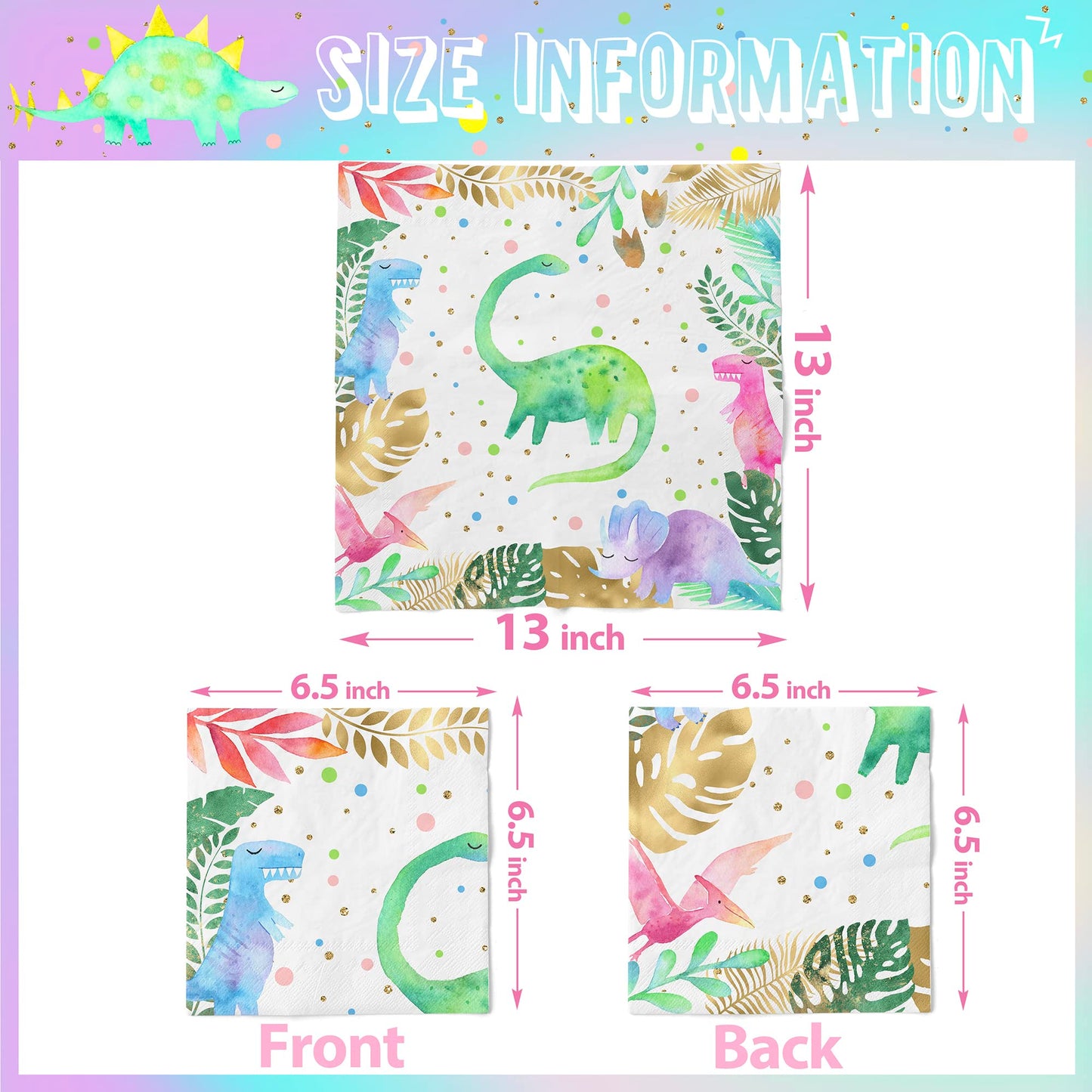 Platos y Servilletas de Dinosaurios Rosa para Fiesta de Cumpleaños para Niñas