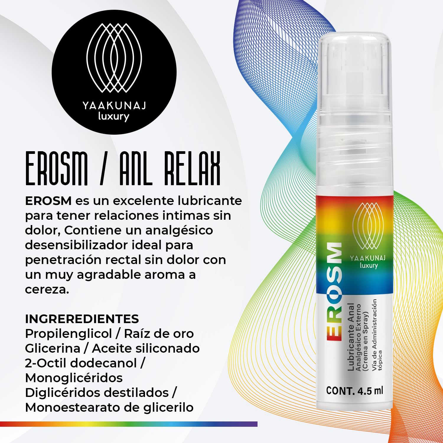 Lubricante Anal Yaakunaj Cereza Erosm Yaakunaj Luxury Pride 4.5ml