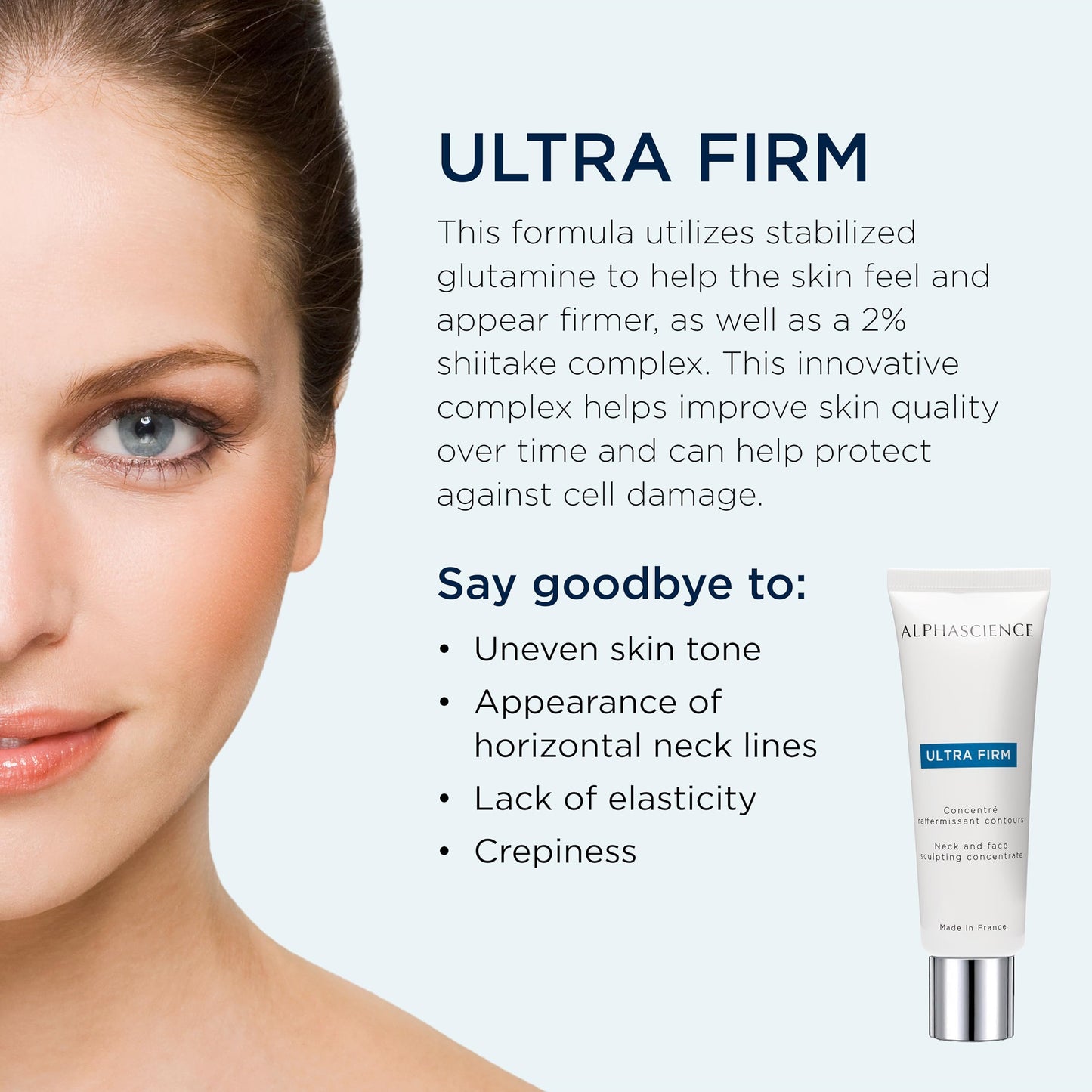 Serum Facial Alphascience Ultra Firm para Piel Firme y Radiante - 50 ml, Tratamiento Antiedad y Tensor con Ácido Hialurónico para Mujeres y Hombres
