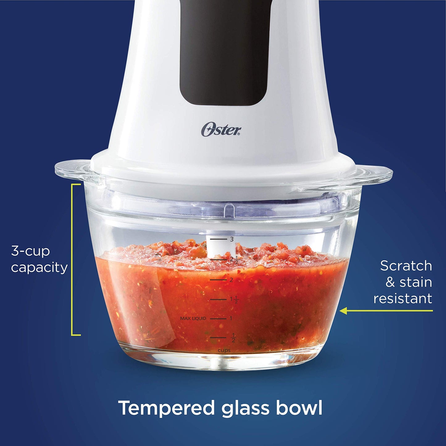 Picador de Alimentos de Vidrio Oster 3 Tazas para Cocina