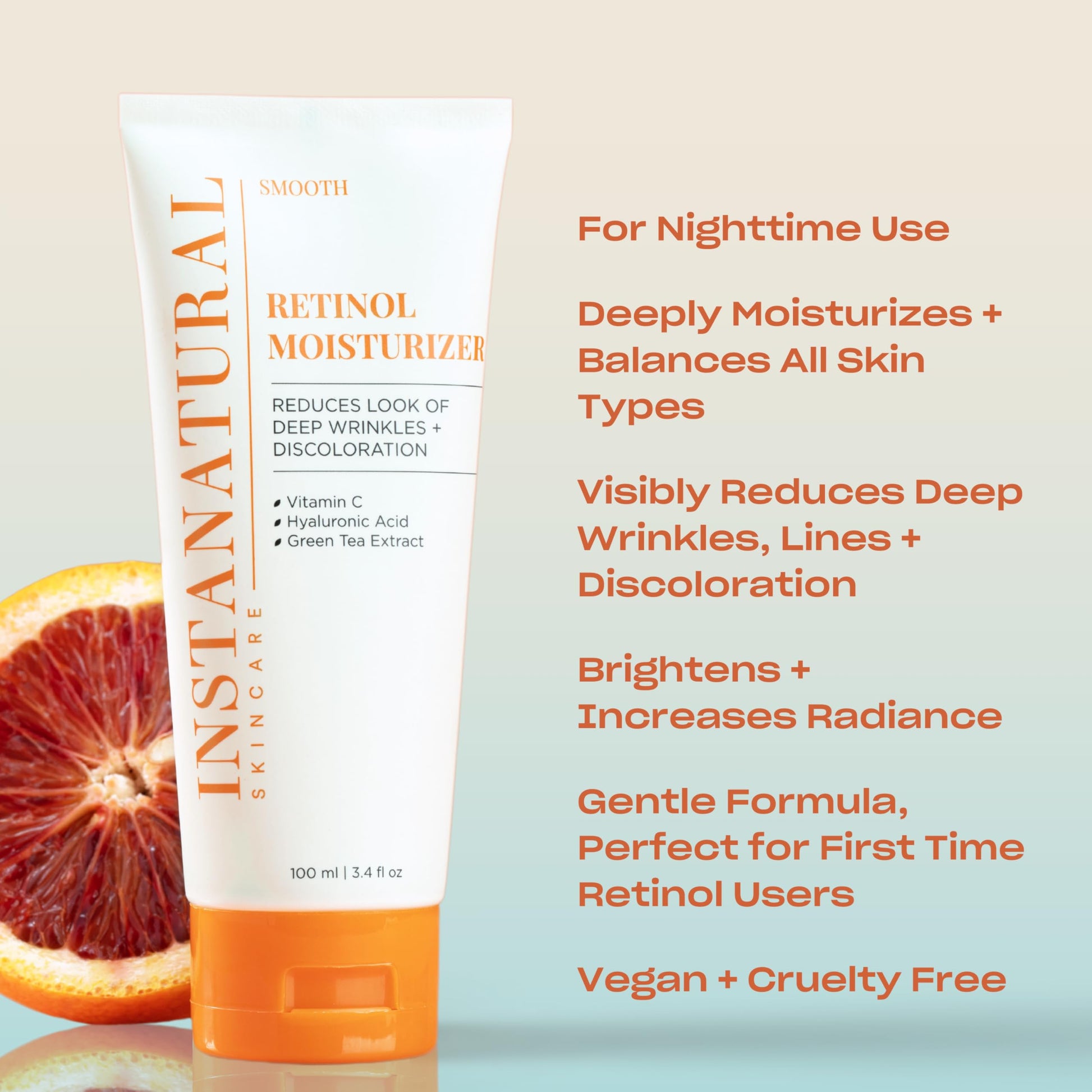 InstaNatural Retinol Moisturizer Anti Aging Night Face Cream - Face & Neck Anti Wrinkle Lotion - Reduce Appearance of Wrinkles, Dark Circles, Fine Lines - Vitamin C Hyaluronic Acid Complex - 3.4 oz
