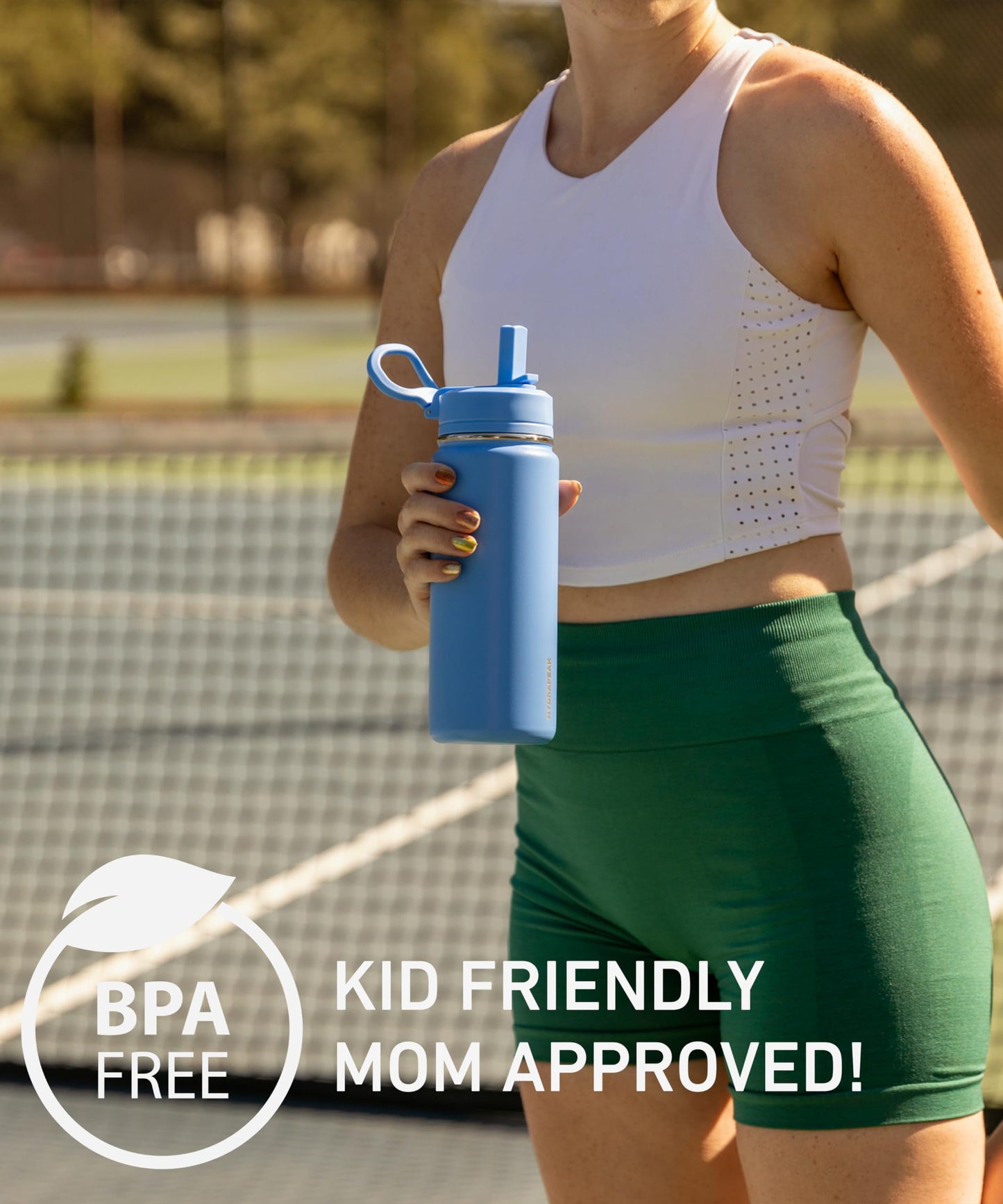 Botella de Agua de Acero Inoxidable Hydrapeak Mini Azul con Tapa de Pajita para Niños