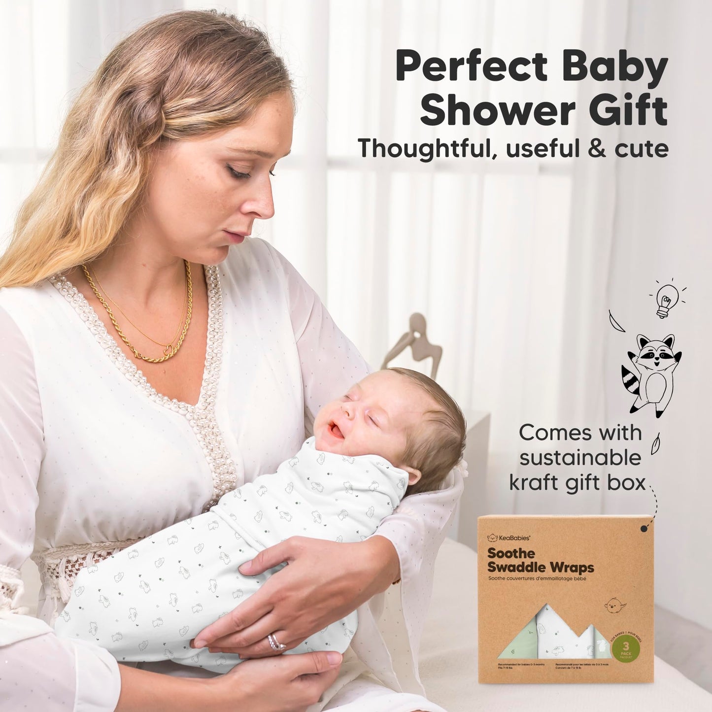 Paquete de 3 Bolsas de Dormir orgánicas para bebés – Mantas para recién Nacidos, bebés de 0 a 3 Meses, bebés, niños, Saco de Dormir Suave y cómodo, Mantas para bebés recién Nacidos, fáciles de Usar