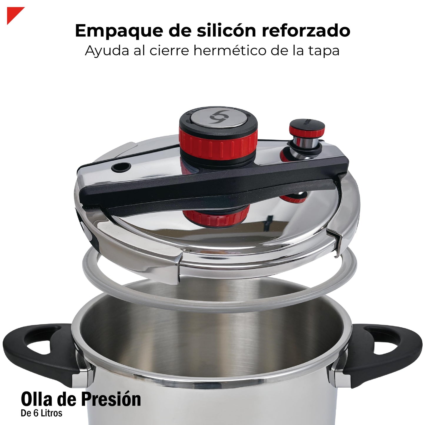 Olla de Presión Bogner Acero Inoxidable con Válvula de Seguridad y Depresurizador 6 Litros