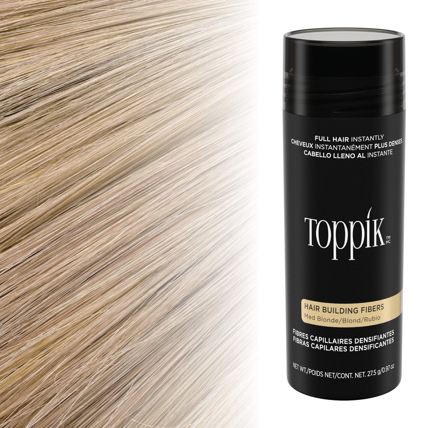 TOPPIK Hair Building Fibers, Medium Blonde, 1.94 oz.